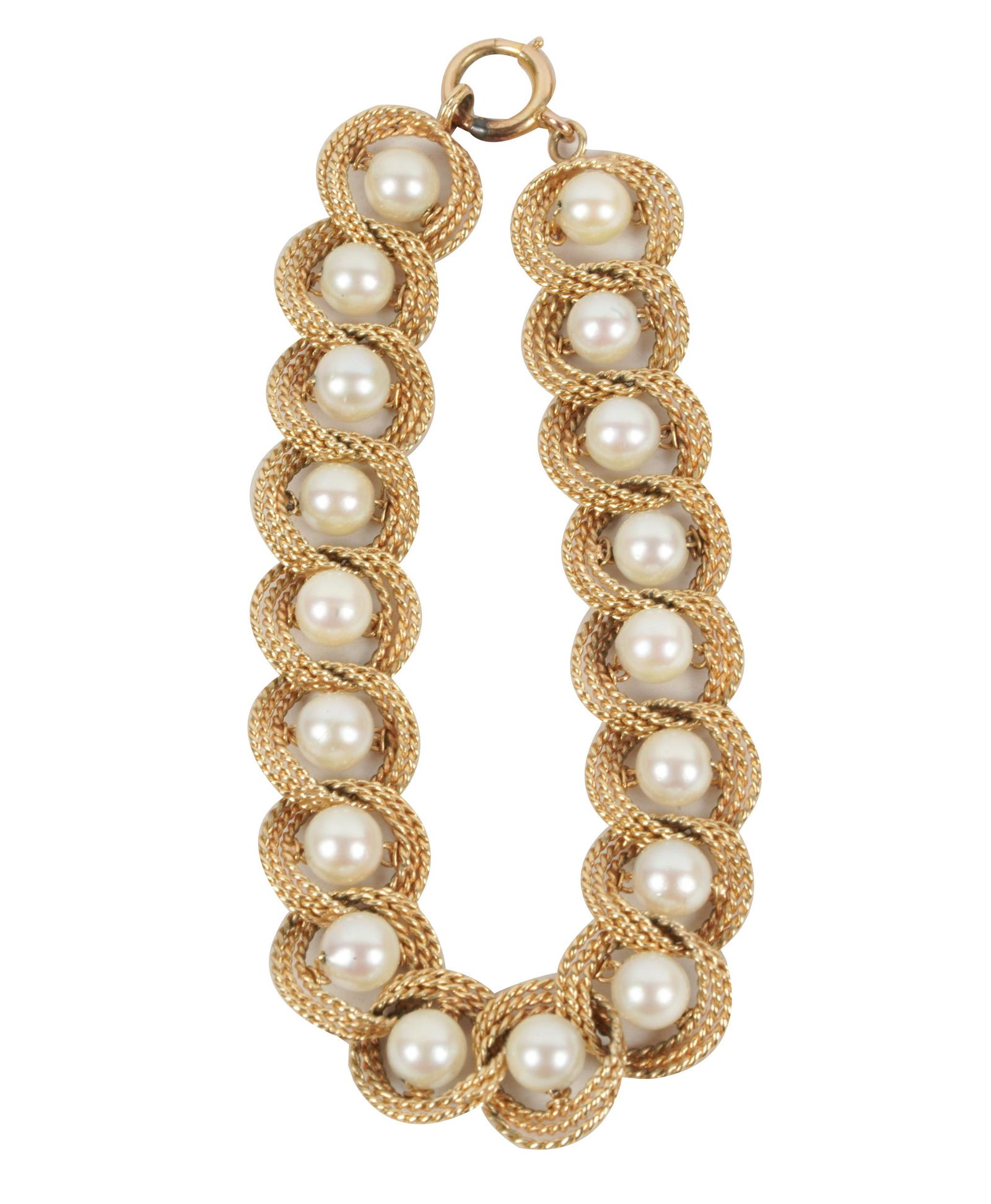 14 KARAT YELLOW GOLD & CULTURED PEARL BRACELET (1 of 8)