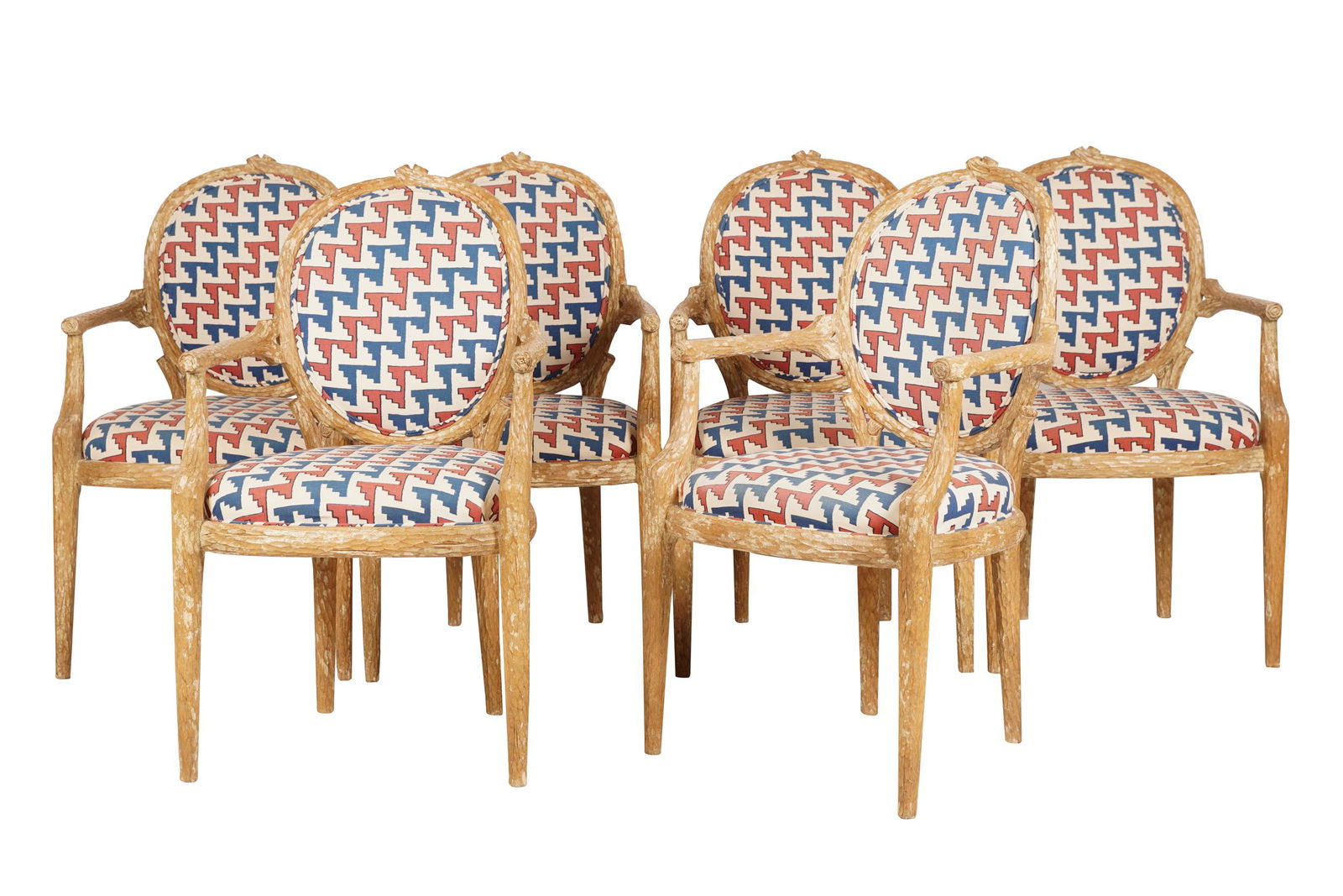 SIX FAUX BOIS DINING ARMCHAIRS (1 of 8)