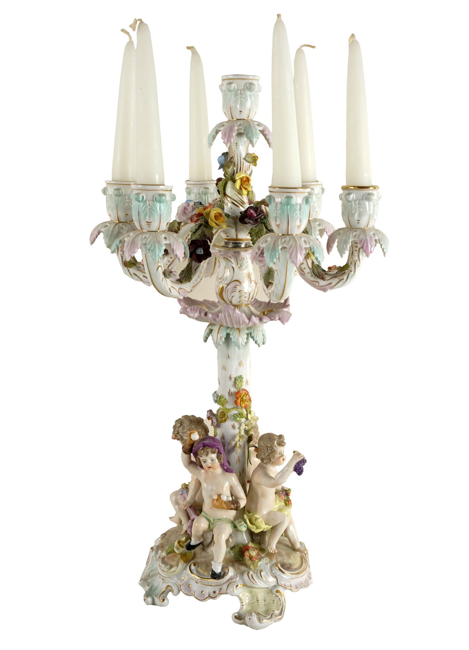 GERMAN PORCELAIN SEVEN-LIGHT CANDELABRUM (1 of 8)