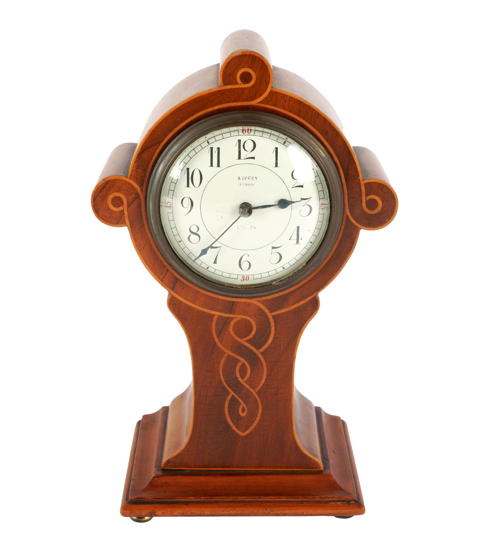 ENGLISH INLAID MAHOGANY MANTEL CLOCK (1 of 6)