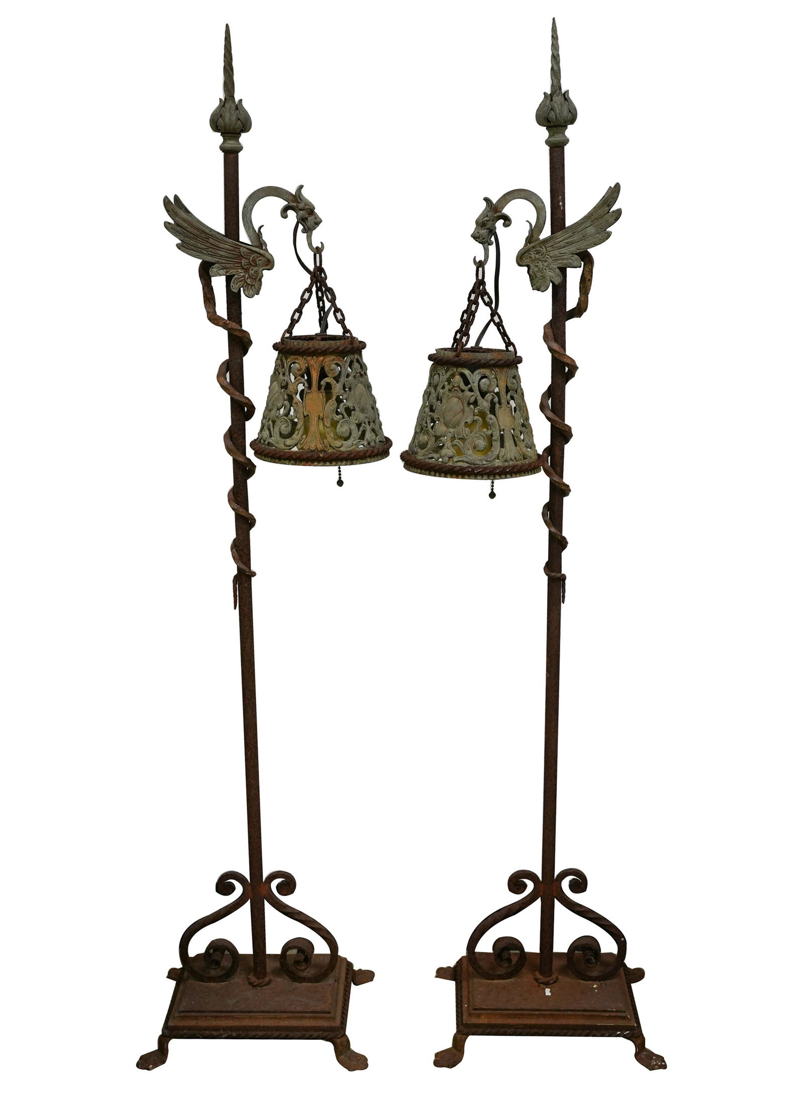 PAIR OF SPANISH REVIVAL-STYLE WROUGHT IRON FLOOR LAMPS (1 of 11)