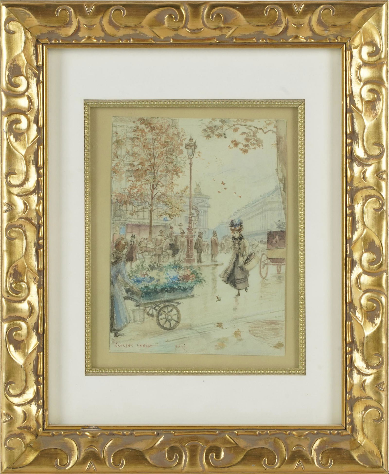 GEORGES STEIN (1870 - 1930/55): PARISIAN BOULEVARDSTREET SCENE (1 of 7)