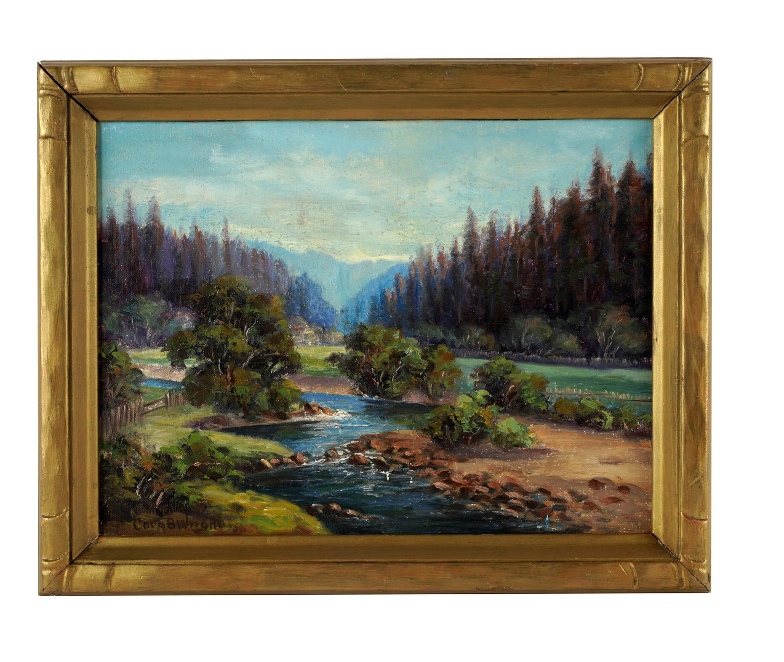 CORA B. WRIGHT (1868 - 1948): STREAM IN MOUNTAIN LANDSCAPE (1 of 7)