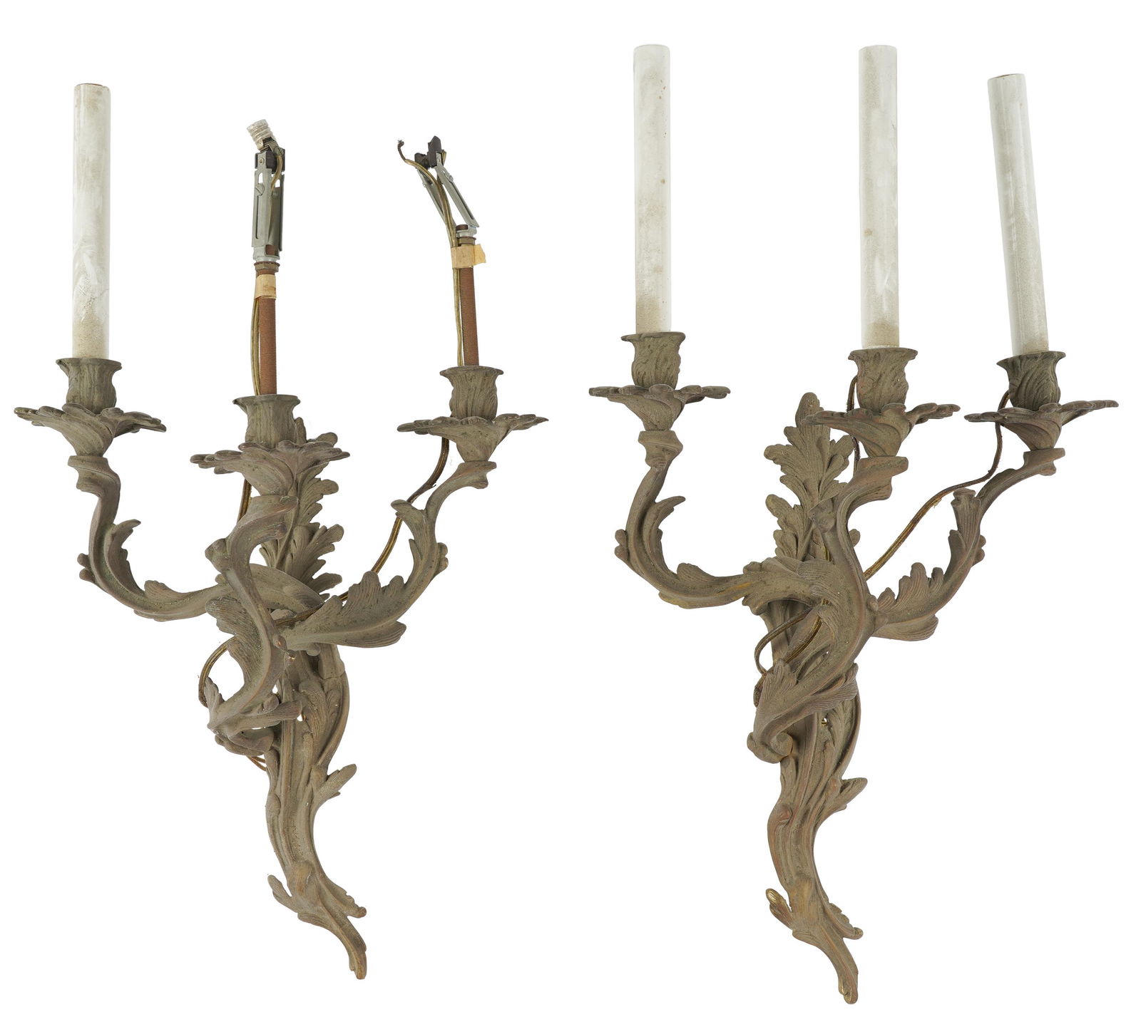 PAIR OF ROCOCO STYLE THREE-LIGHT WALL SCONCES (1 of 9)