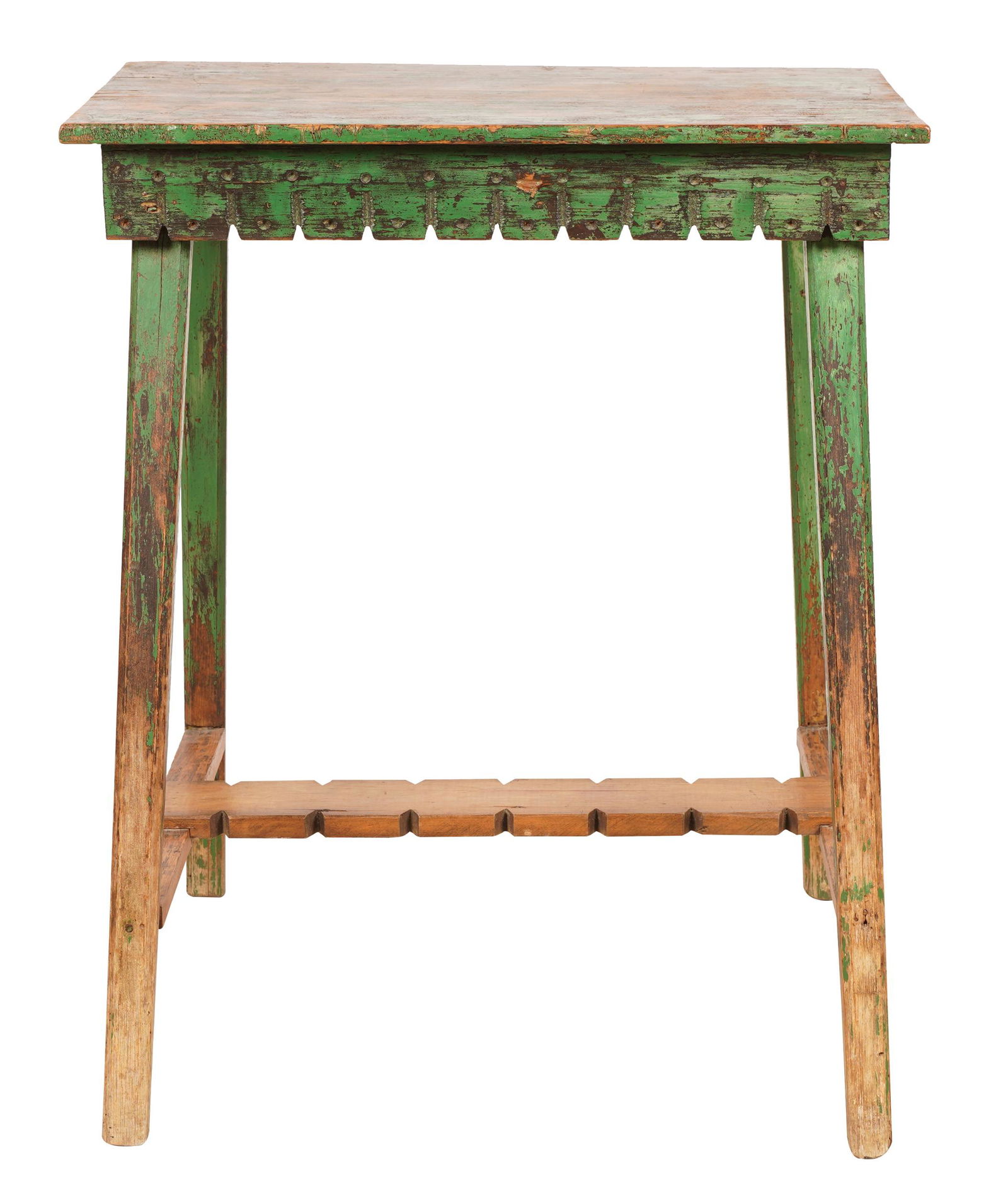 AMERICAN RUSTIC GREEN-PAINTED WOOD TABLE (1 of 8)