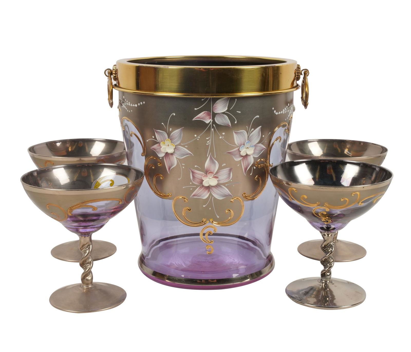 ENAMELED BLUE GLASS DRINK SET (1 of 9)