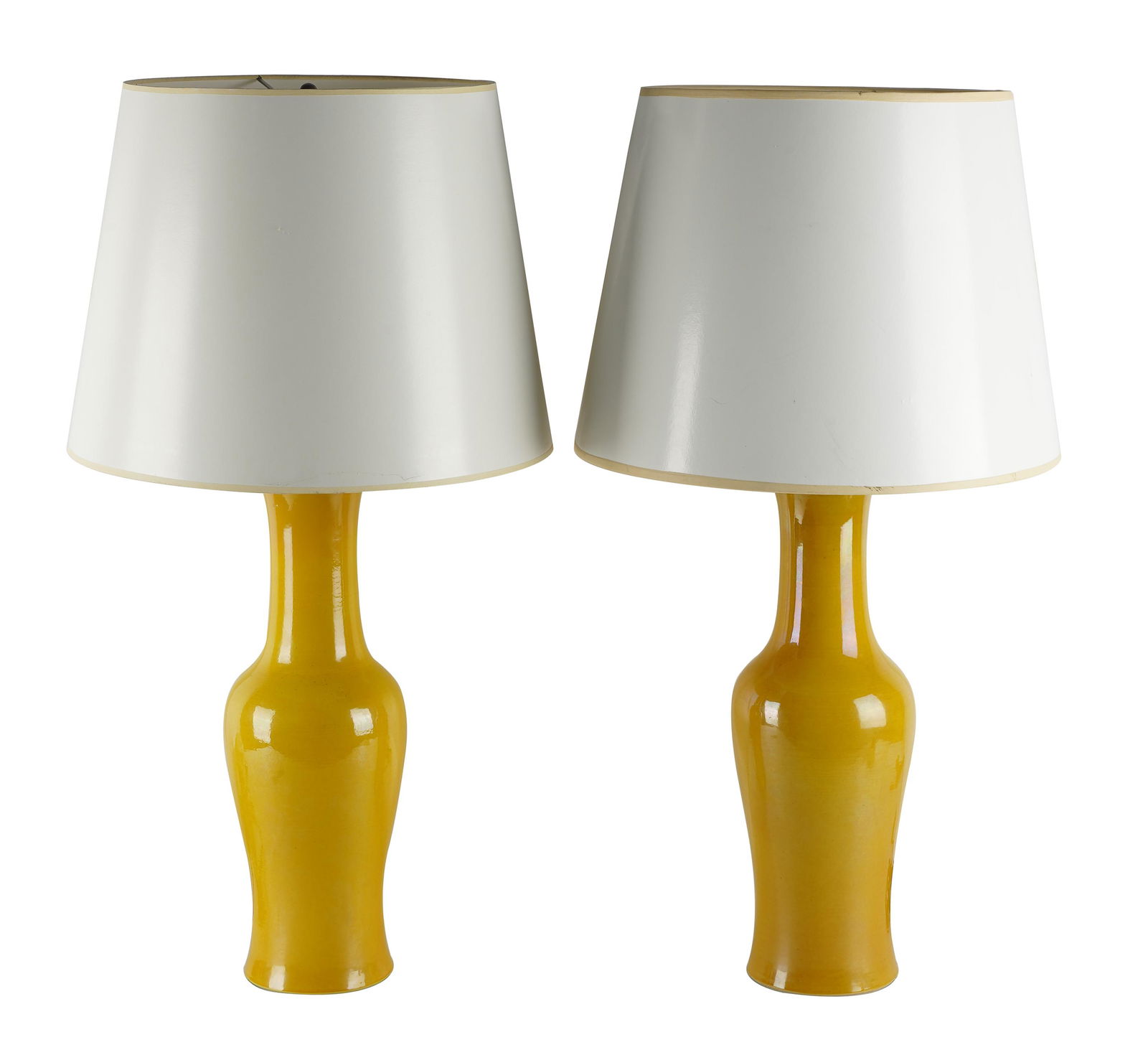 PAIR OF CHINESE PORCELAIN YELLOW-GLAZE VASES (1 of 7)