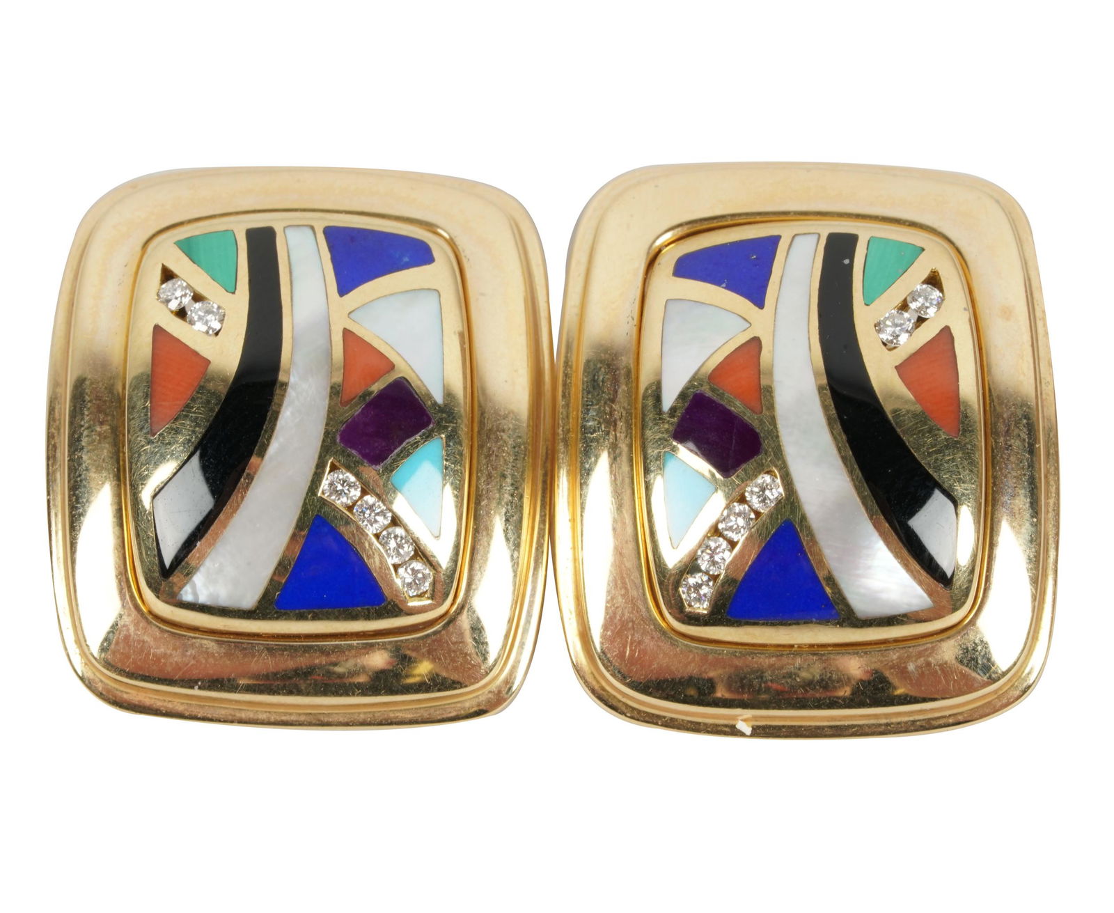 ASCH GROSSBARDT 14 KARAT YELLOW GOLD & MULTI-GEM EARRINGS (1 of 10)