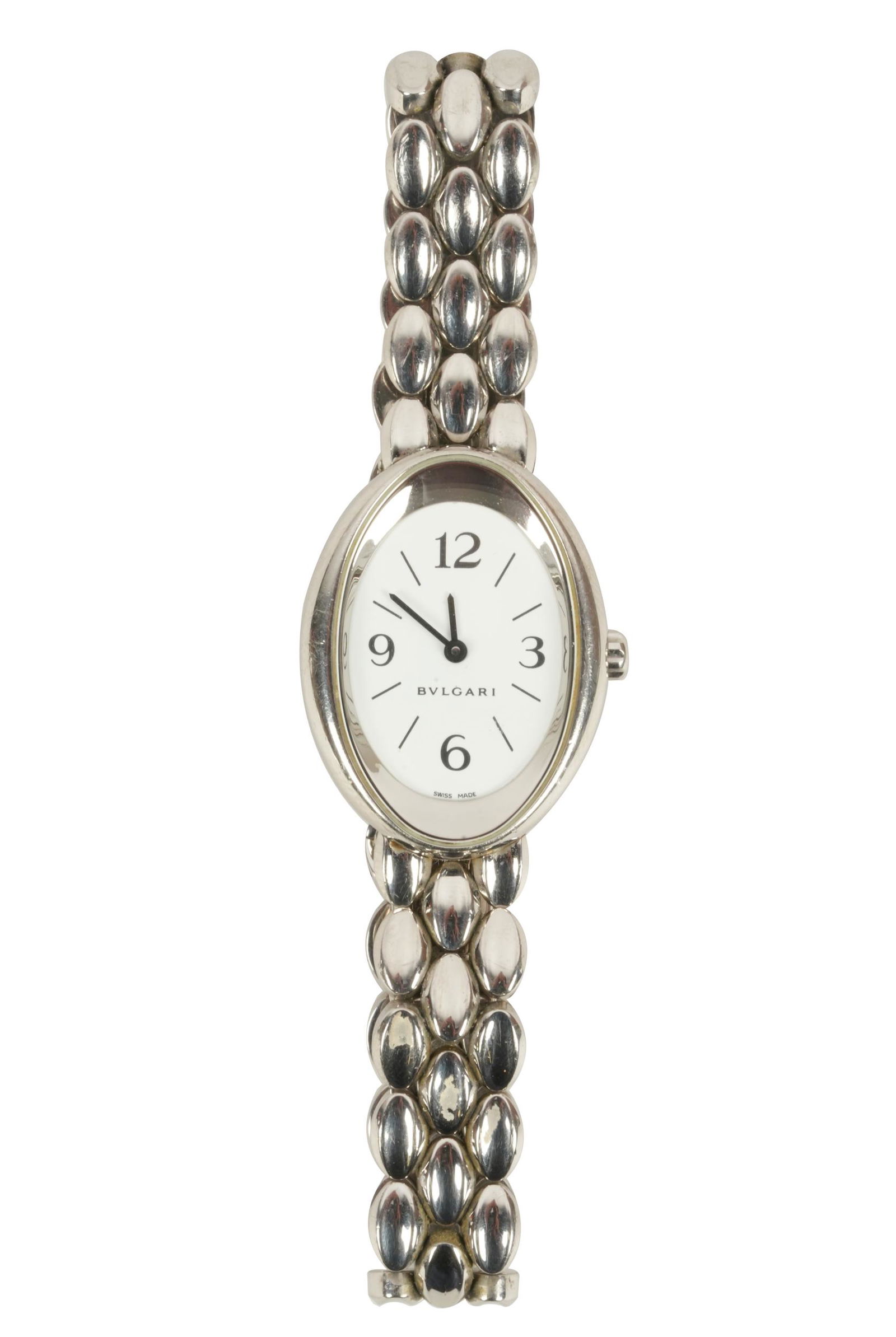 BULGARI 18 KARAT WHITE GOLD OVALE WATCH (1 of 9)