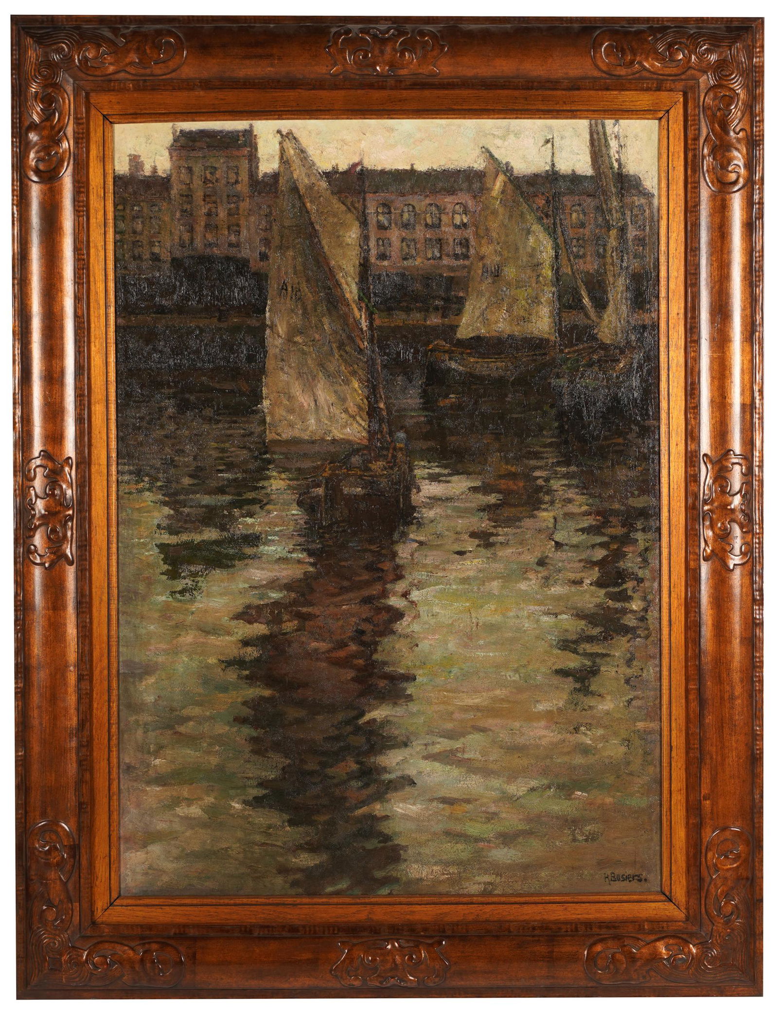 RENE BOSIERS (1875 - 1927): BOATS IN HARBOR (1 of 16)