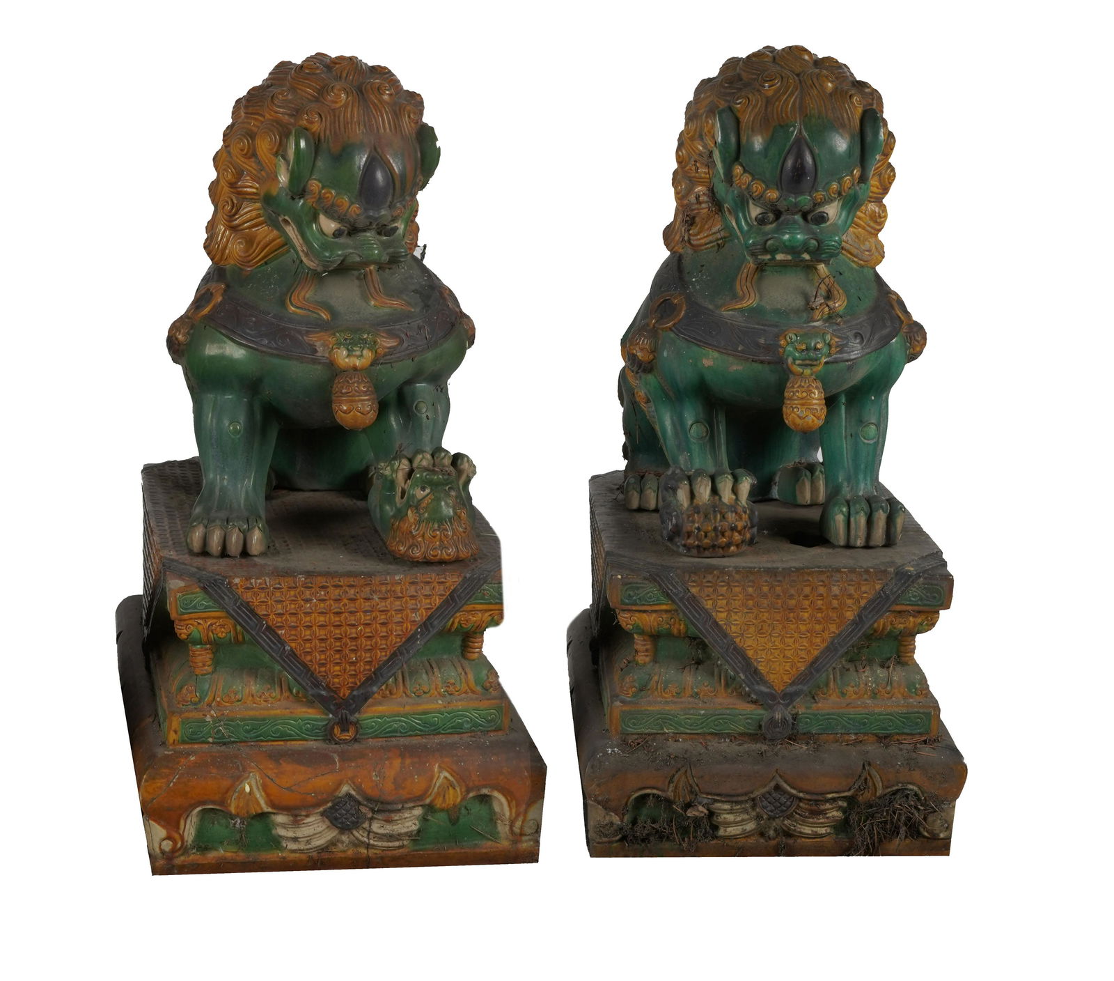 PAIR OF CHINESE GLAZED CERAMIC GARDEN FIGURES (1 of 11)