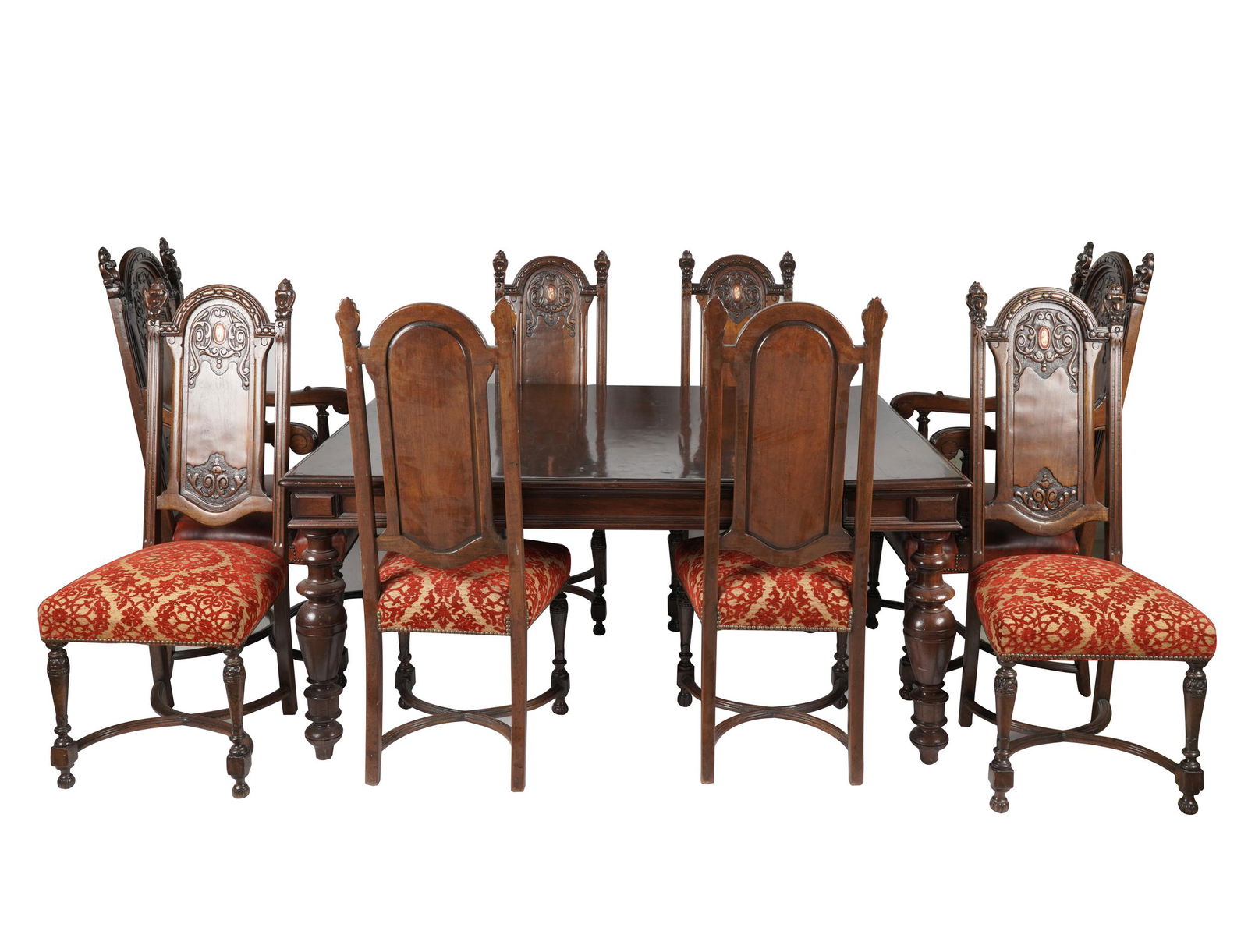 JACOBEAN REVIVAL MAHOGANY DINING SUITE (1 of 19)