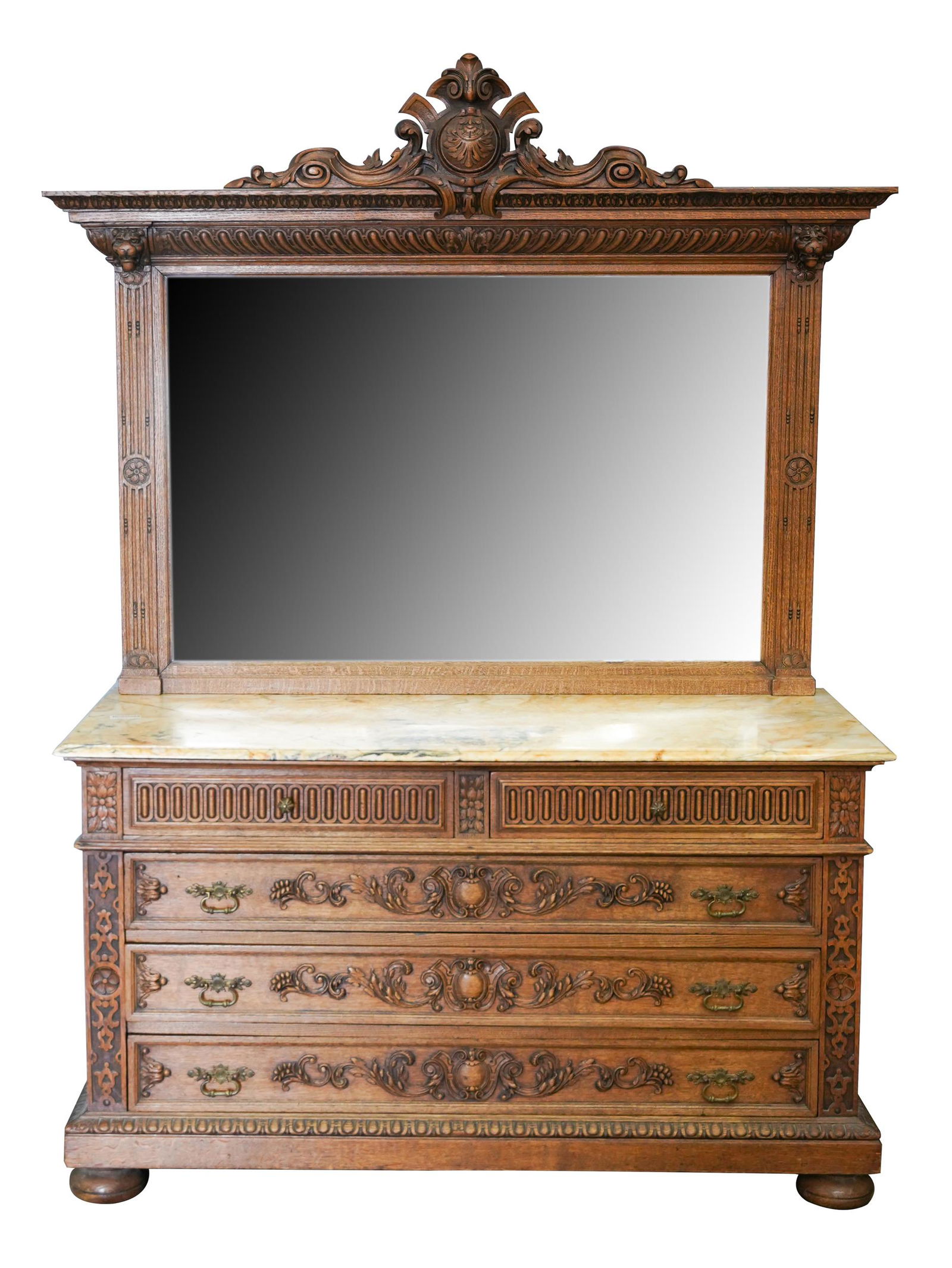 RENAISSANCE REVIVAL CARVED OAK  DRESSER (1 of 11)