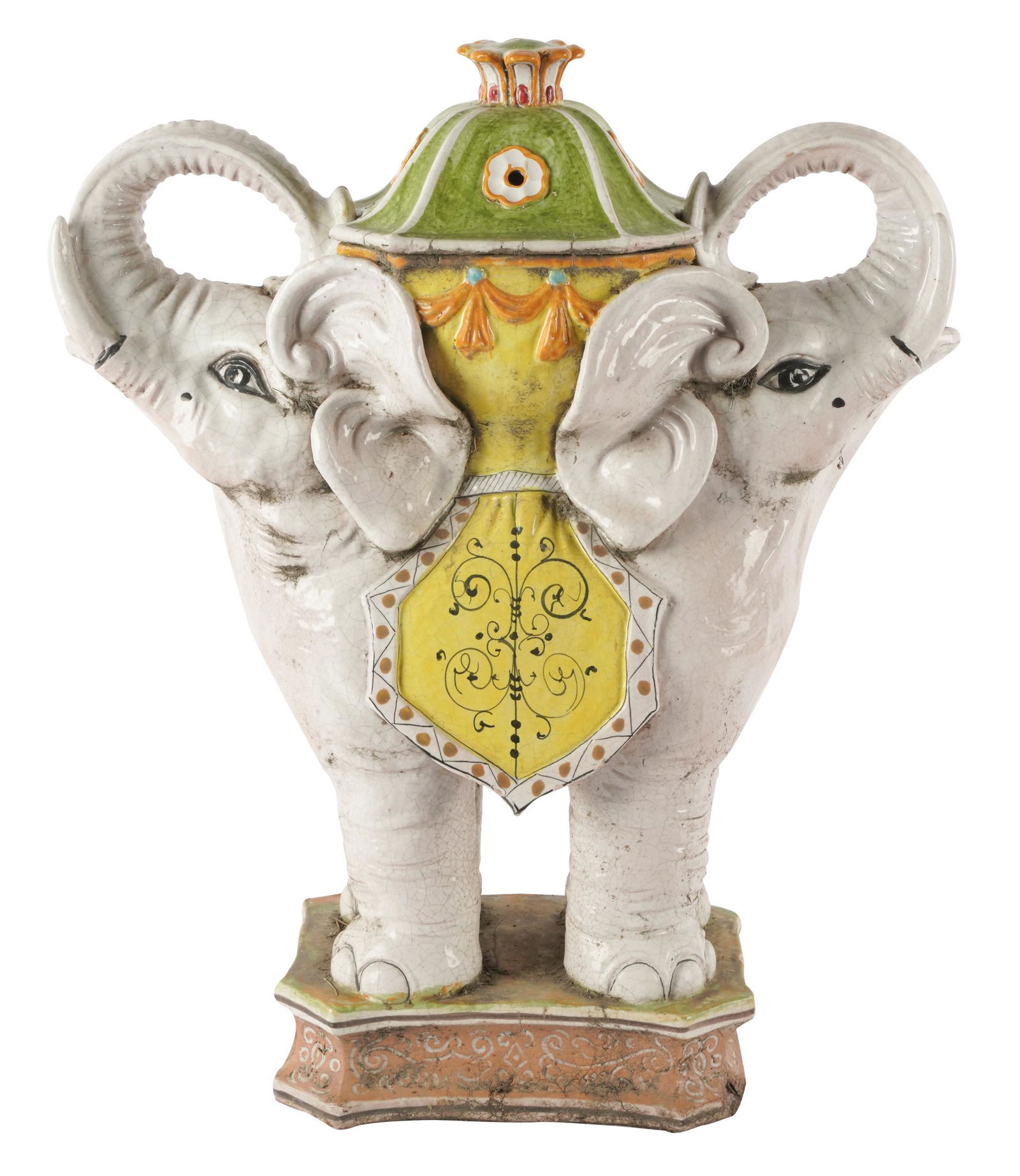 GLAZED CERAMIC ELEPHANT URN (1 of 9)