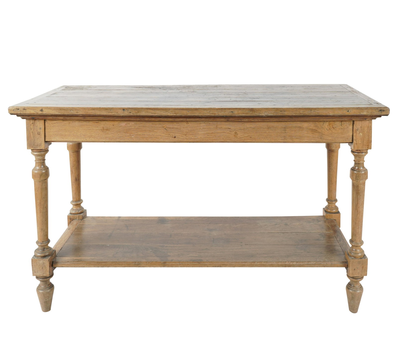 RUSTIC-STYLE SOFA TABLE: 20th century; 49 inches wide; 20 inches deep; 30 inches high