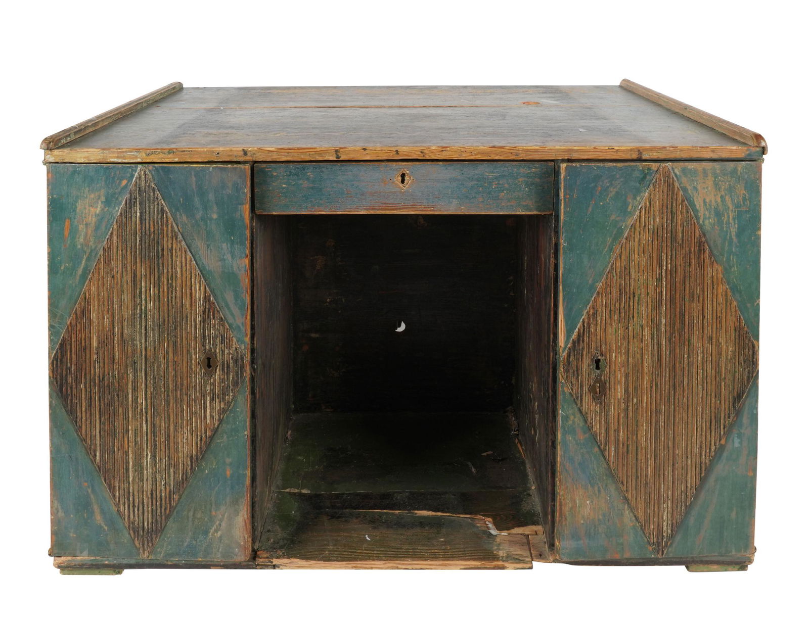 RUSTIC PAINTED PINE KNEEHOLE DESK (1 of 9)