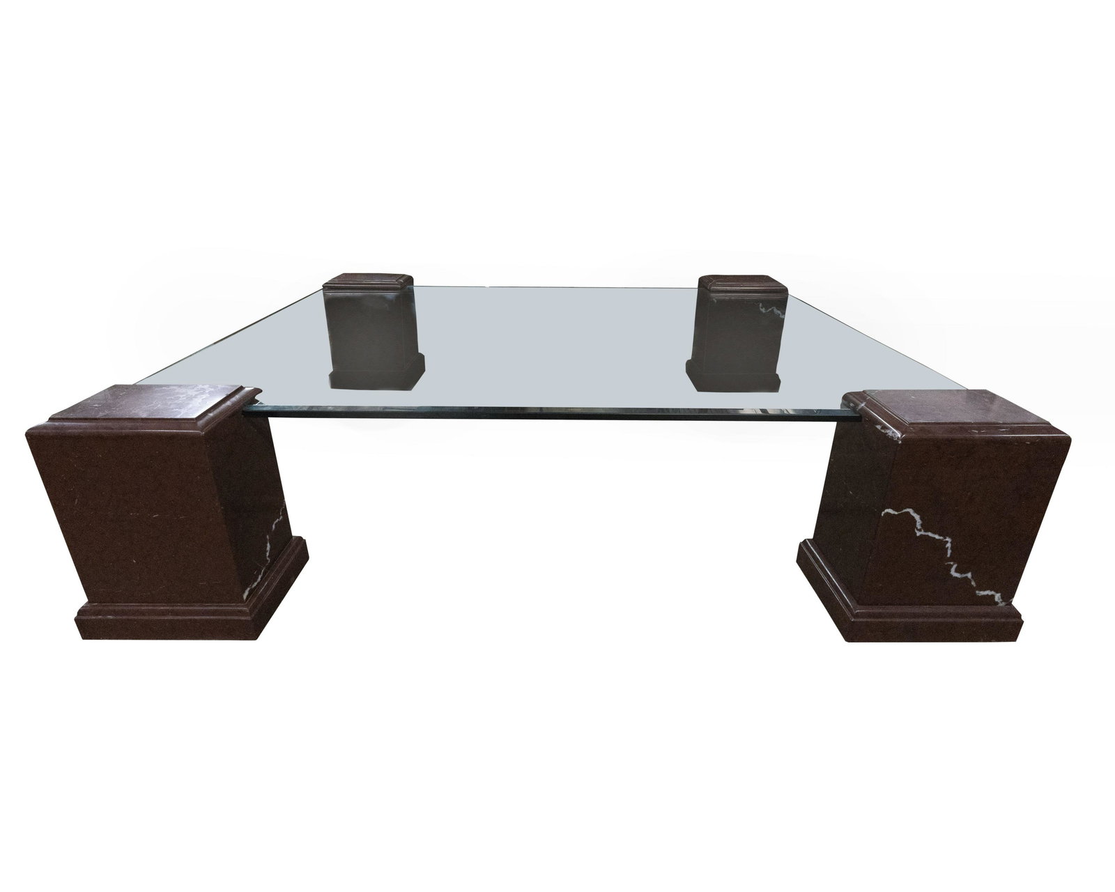 CONTEMPORARY ROUGE MARBLE & GLASS COFFEE TABLE (1 of 5)