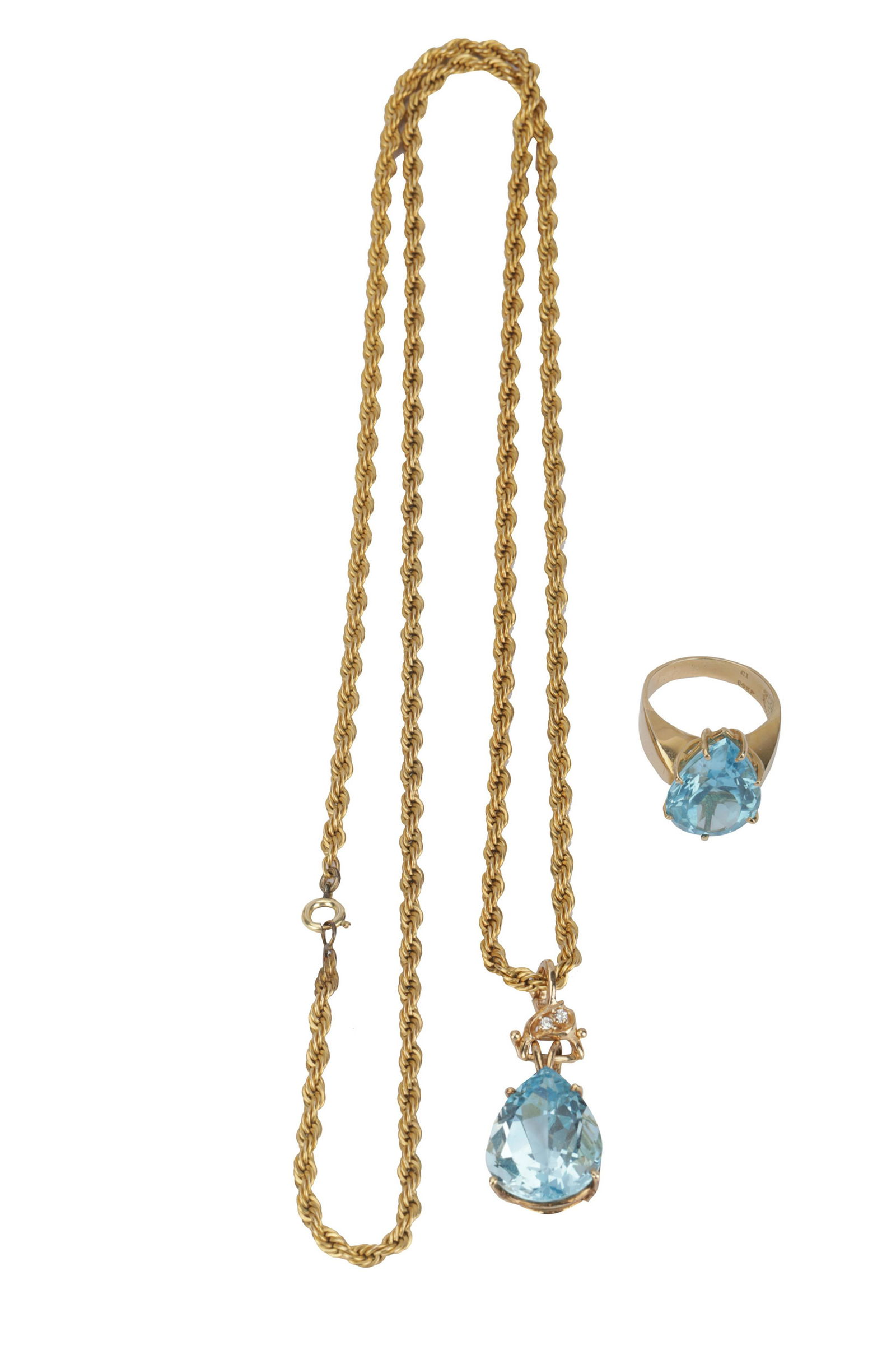 SUITE OF 14 KARAT YELLOW GOLD & BLUE TOPAZ JEWELRY (1 of 14)