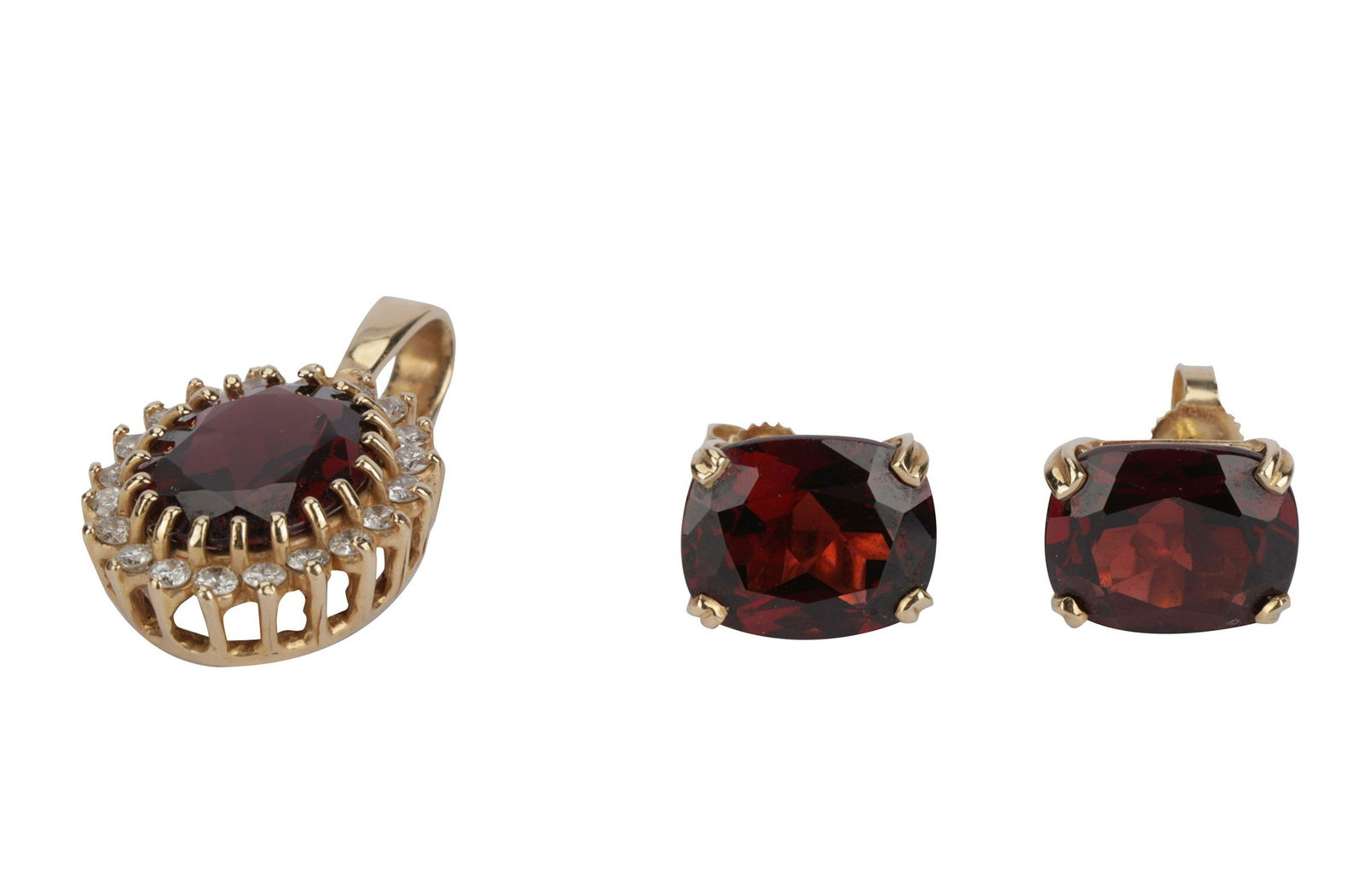 SUITE OF 14 KARAT YELLOW GOLD & GARNET JEWELRY (1 of 9)