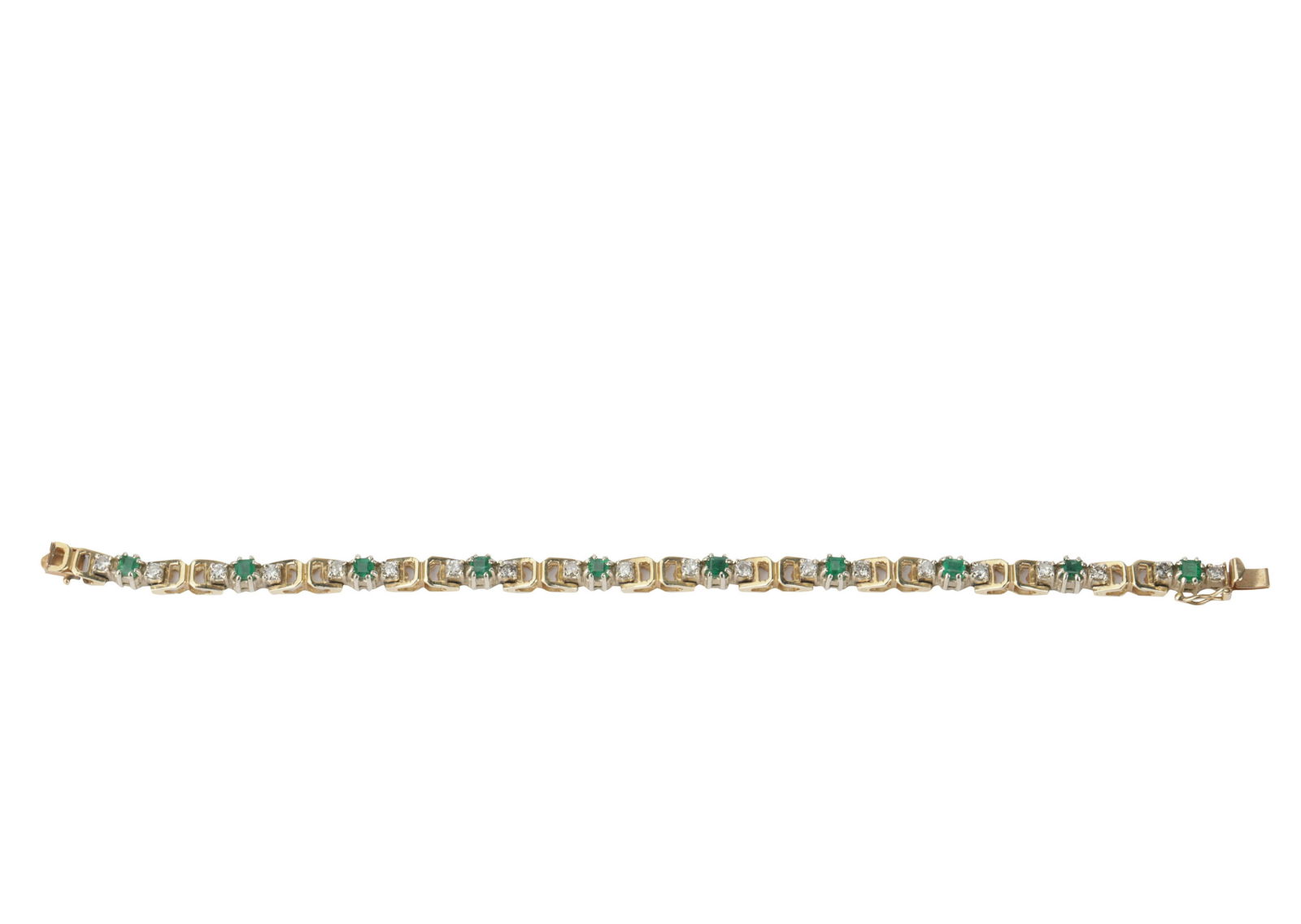14 KARAT YELLOW GOLD, DIAMOND, & EMERALD BRACELET (1 of 12)