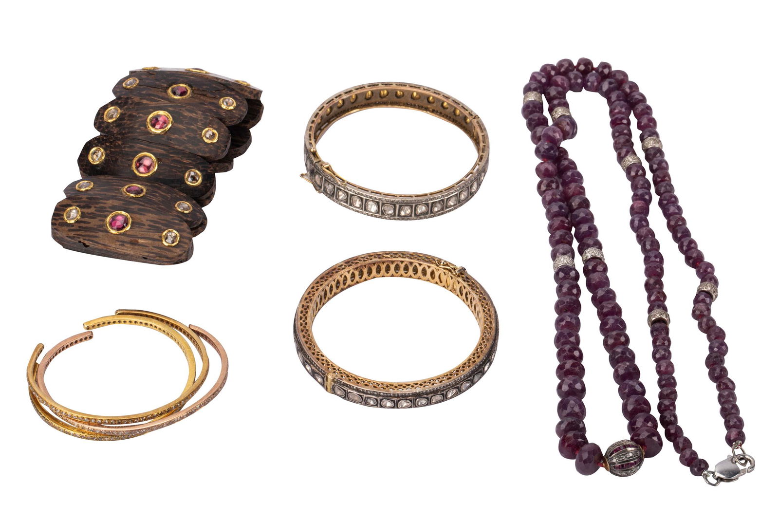 DON RICKLES GROUP OF INDIAN-STYLE DIAMOND & GEM-SET JEWELRY (1 of 10)