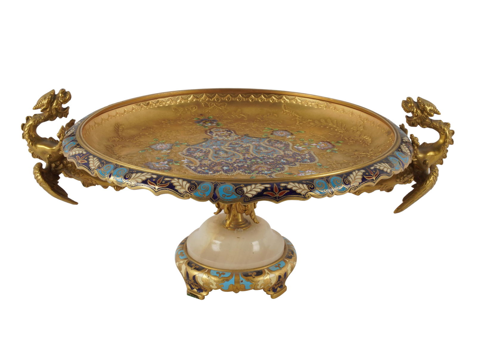 GILT METAL-MOUNTED CHAMPLEVE ENAMEL TAZZA (1 of 10)