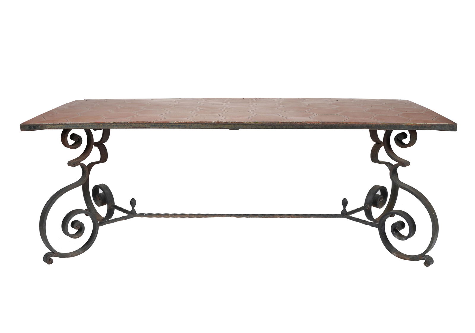 IRON & CERAMIC TILE PATIO TABLE (1 of 8)