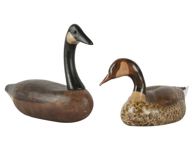 Two Wood Carved Duck Decoys