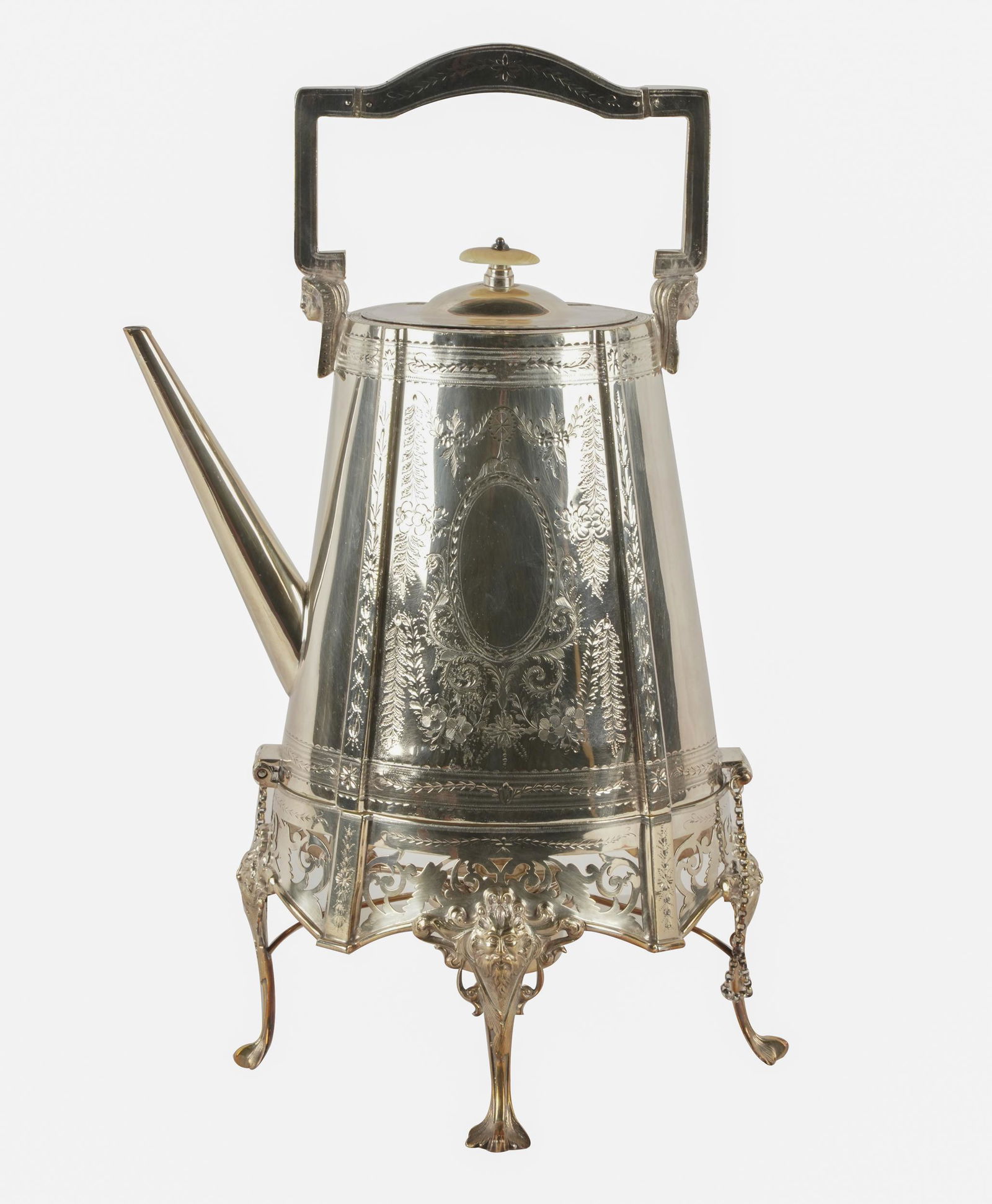 VICTORIAN SILVERPLATE KETTLE ON STAND (1 of 12)