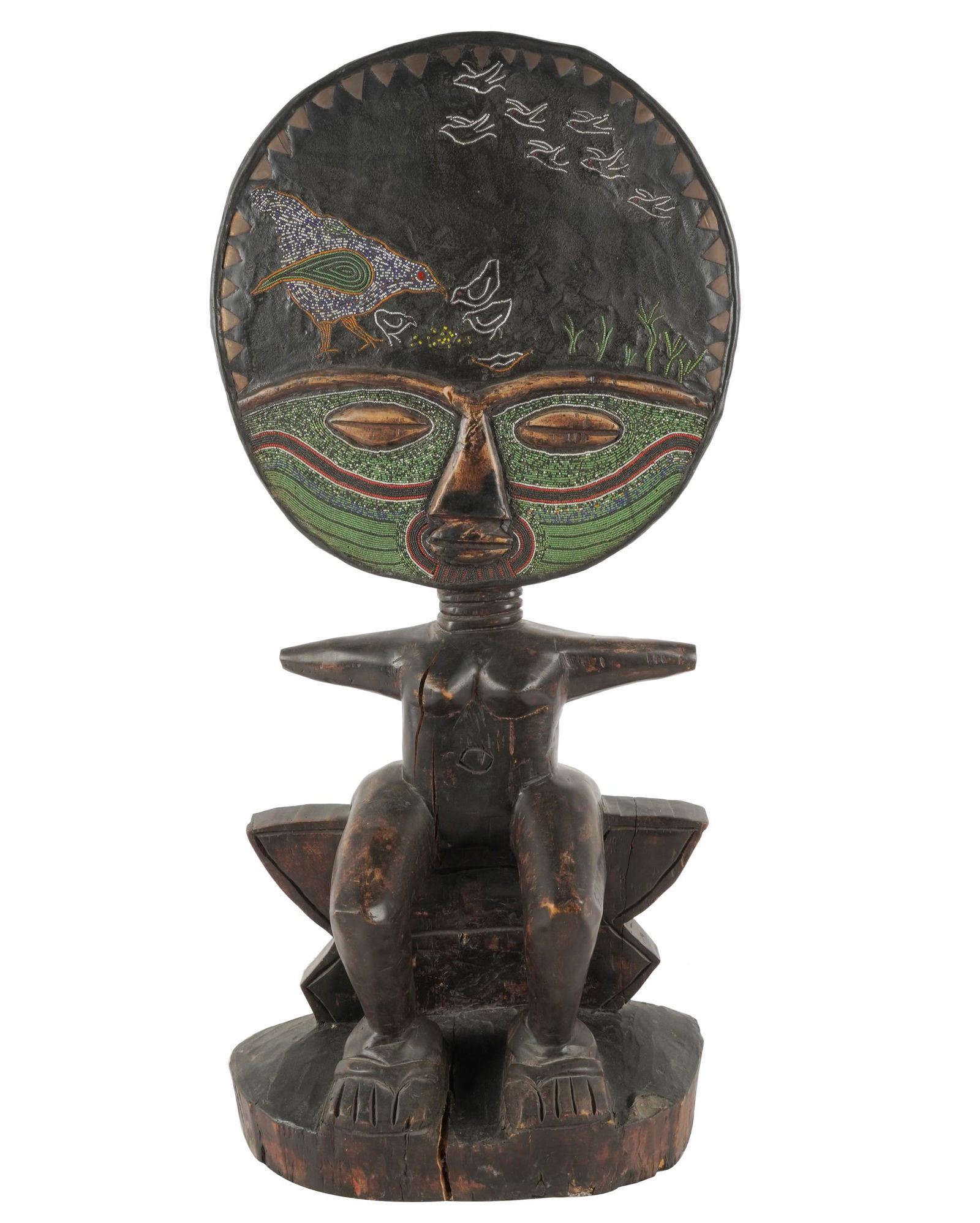 AFRICAN DECORATIVE BEADED WOOD FIGURE (1 of 11)