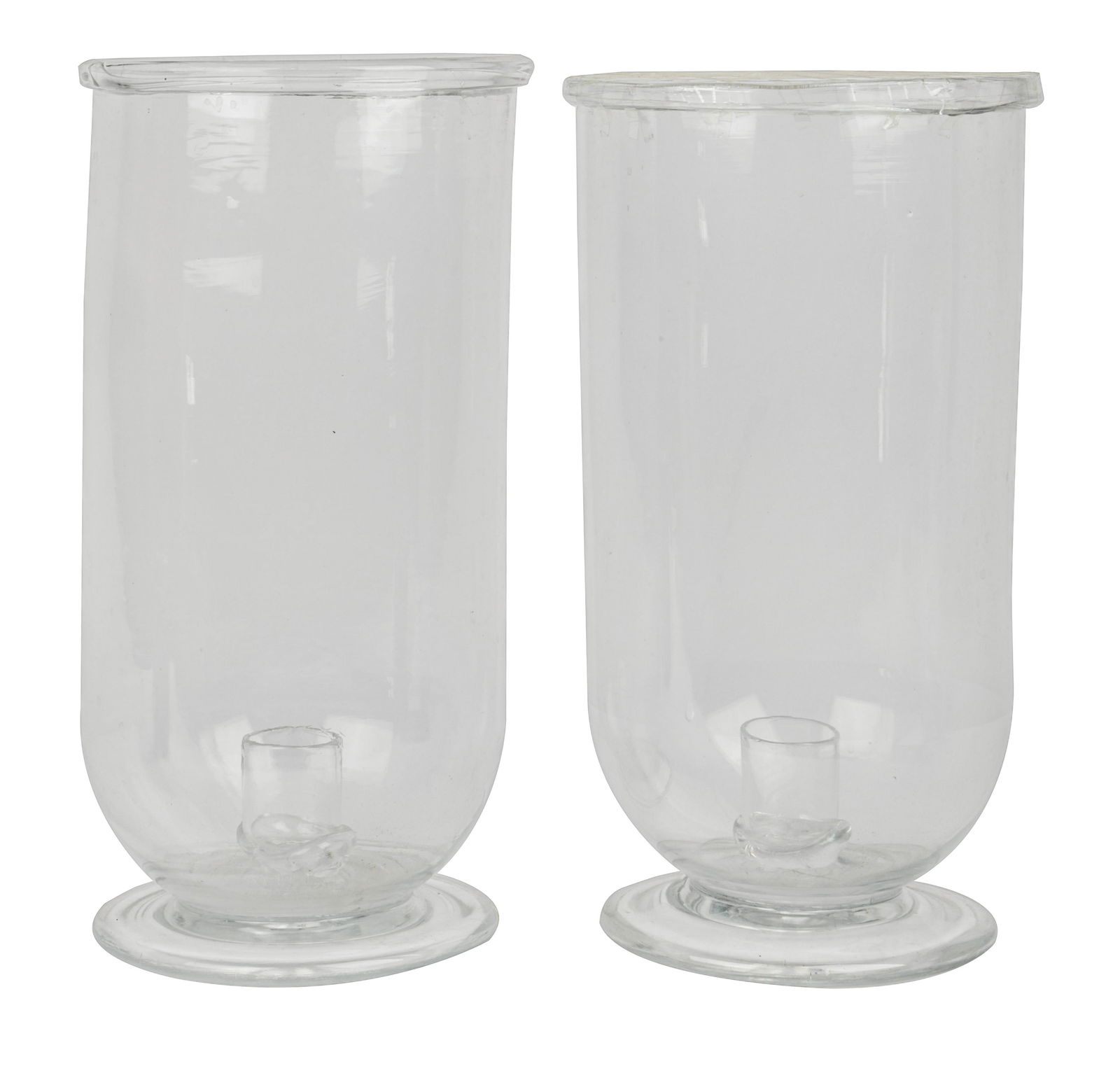 PAIR OF BLOWN GLASS HURRICANE CANDLESTICKS (1 of 8)