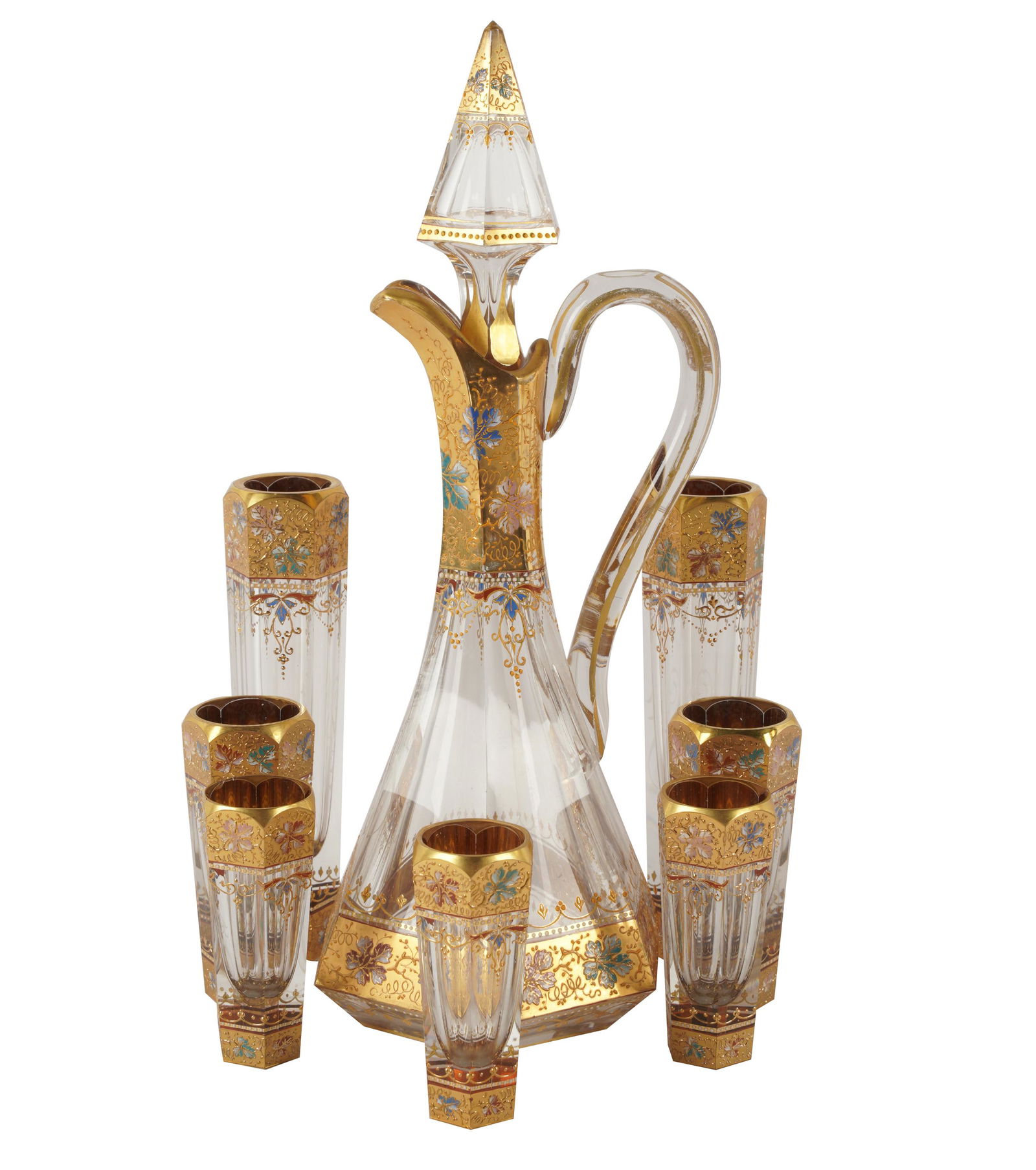GERMAN GILT & ENAMELED GLASS DRINK SERVICE (1 of 10)