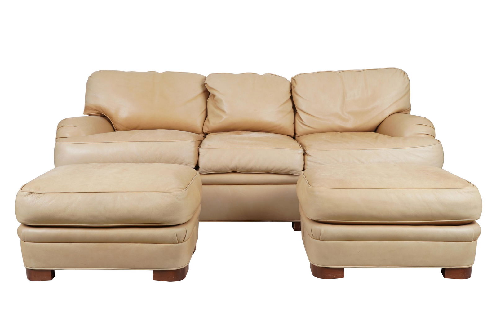 HANCOCK & MOORE LEATHER SOFA & TWO OTTOMANS (1 of 11)