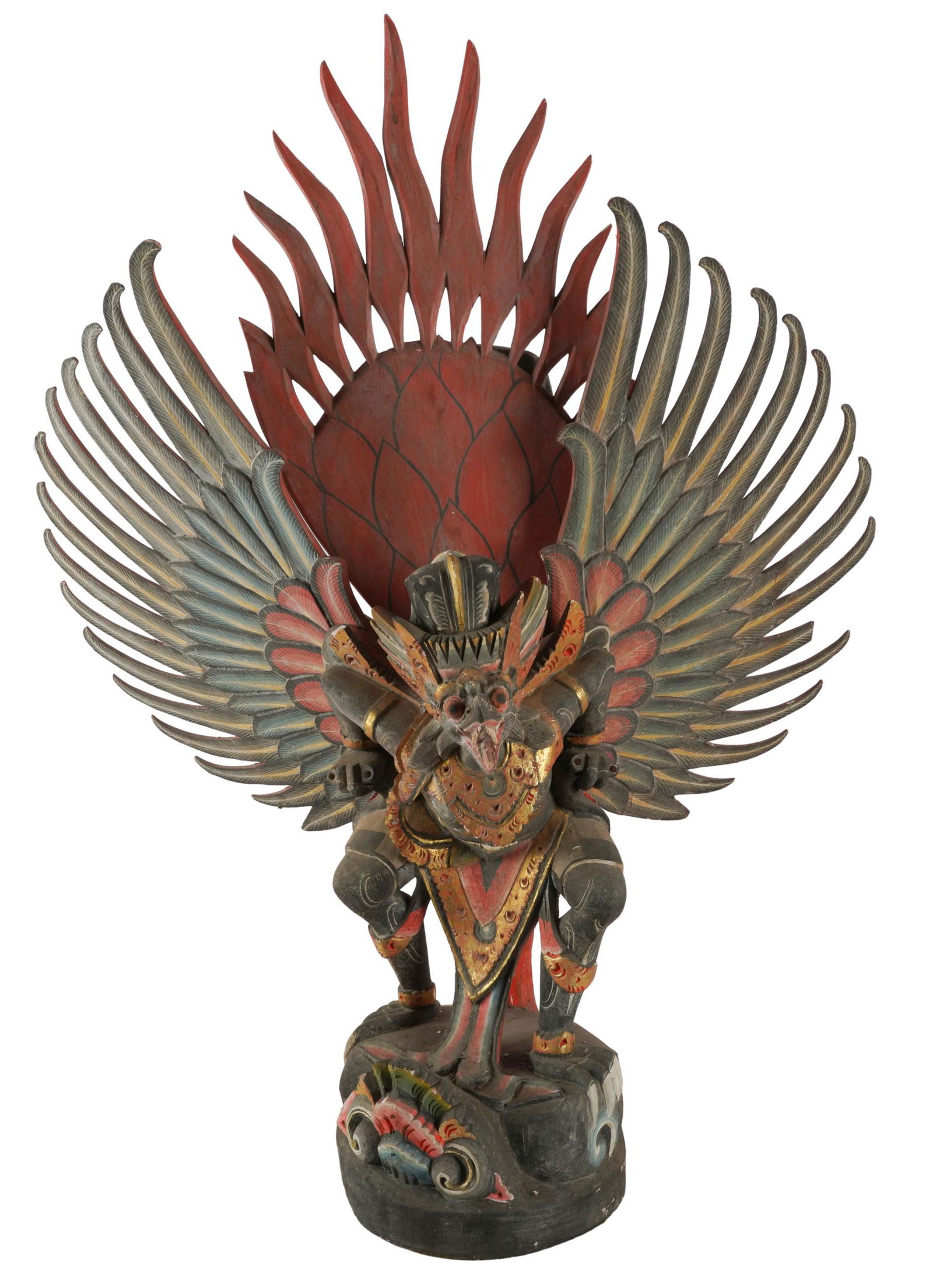 CARVED & PAINTED WOOD GARUDA FIGURE (1 of 11)