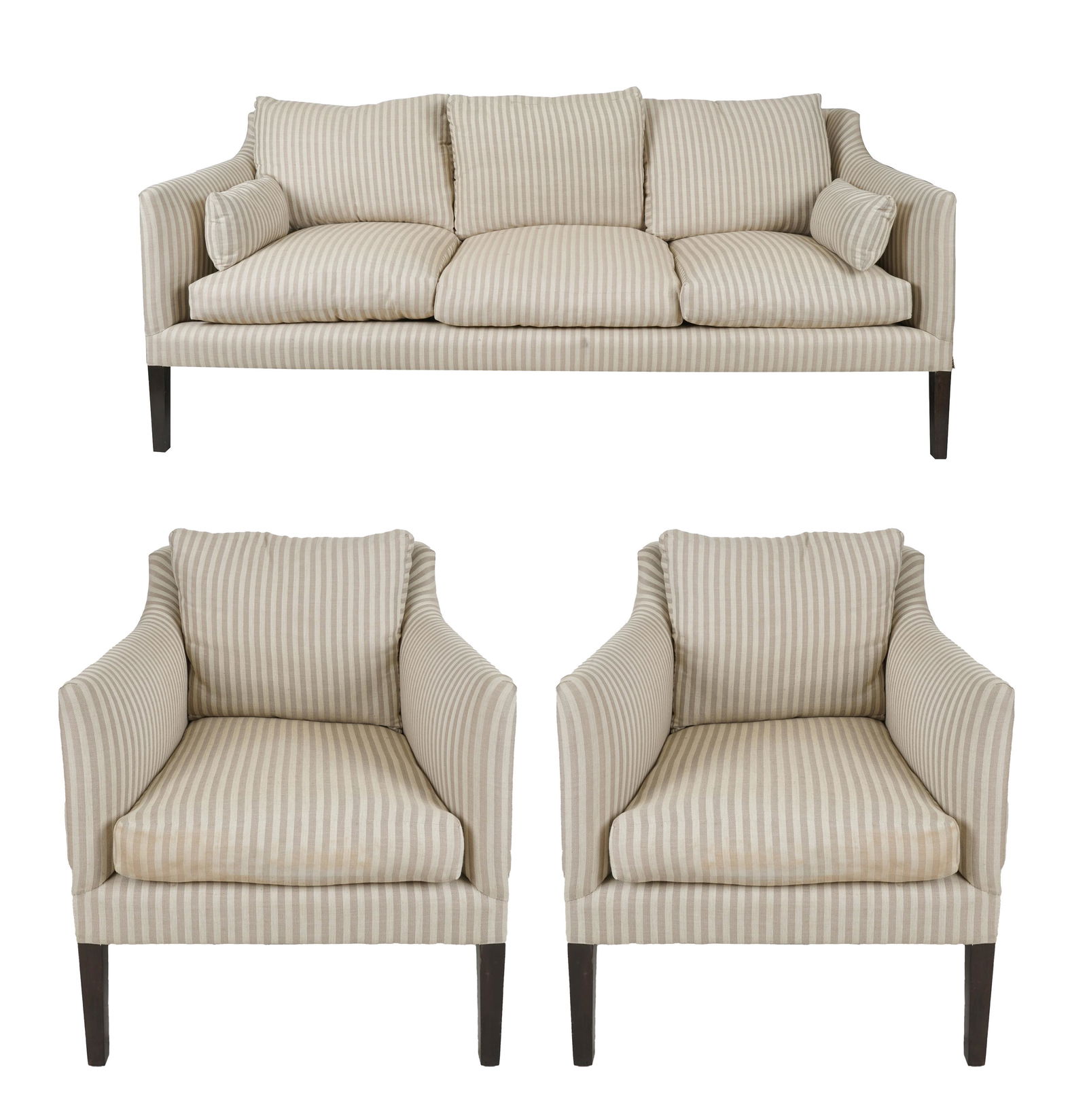 ROSE TARLOW "PICCADILLY" STRIPED SOFA & TWO CLUB CHAIRS (1 of 17)