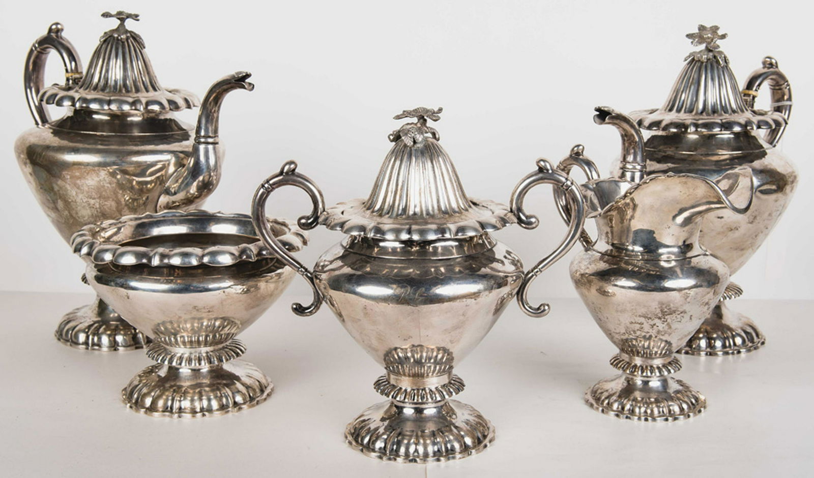 AMERICAN COIN SILVER FIVE-PIECE COFFEE SERVICE (1 of 14)