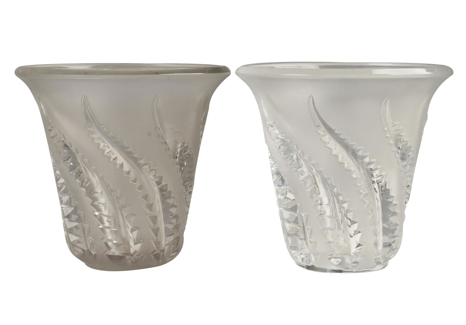 PAIR OF LALIQUE 'LOBELIA' FROSTED & CLEAR GLASS VASES (1 of 10)