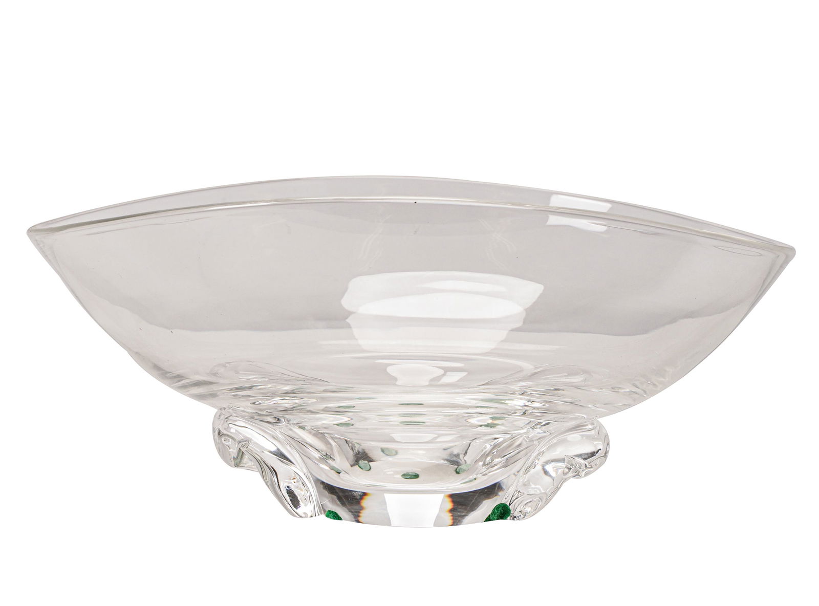 STEUBEN GLASS CENTER BOWL: signed to underside; 11 1/4 inches wide; 9 1/2 inches deep; 5 inches high