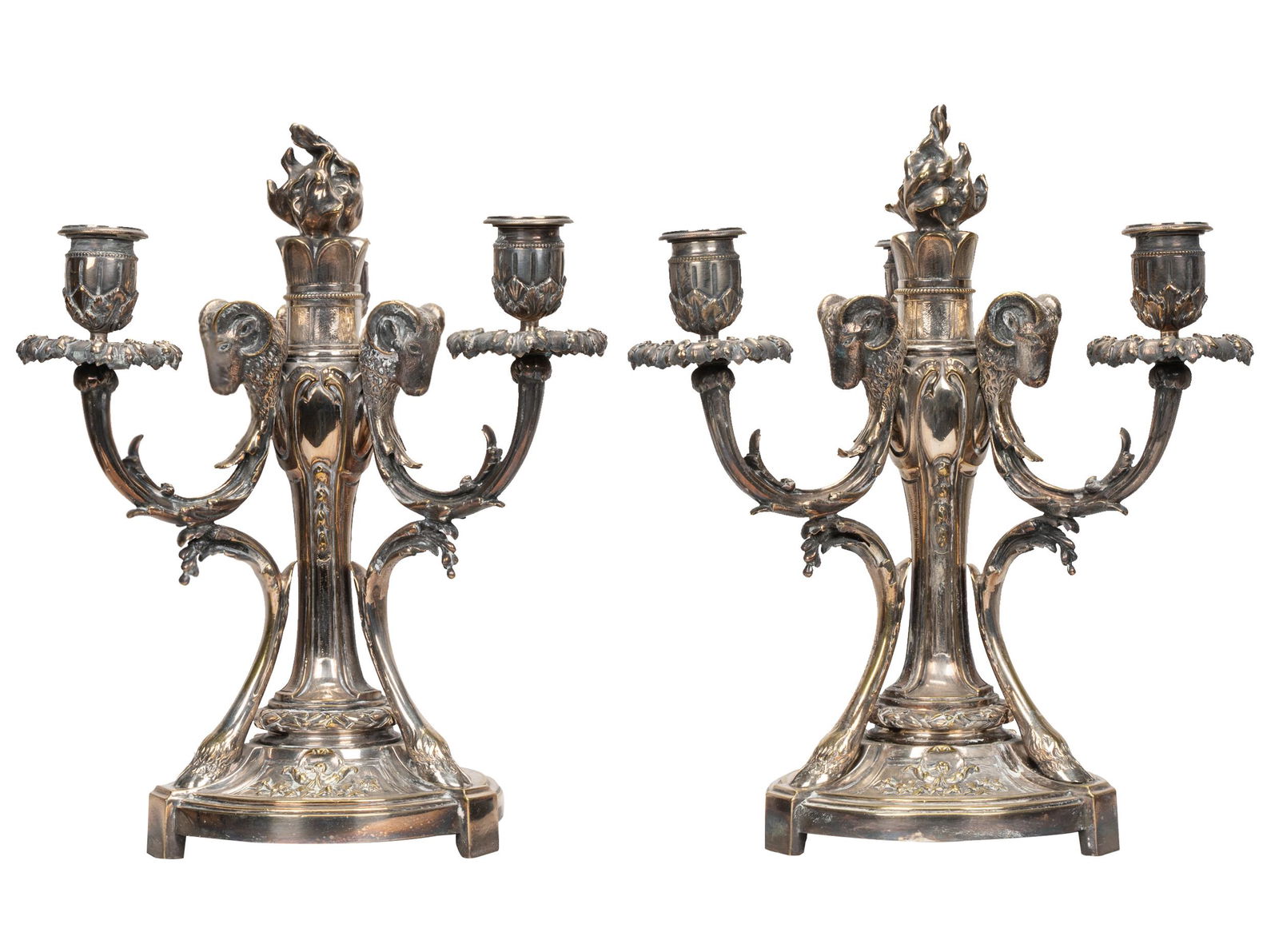 PAIR OF NEOCLASSICAL SILVERED BRONZE CANDELABRA (1 of 12)