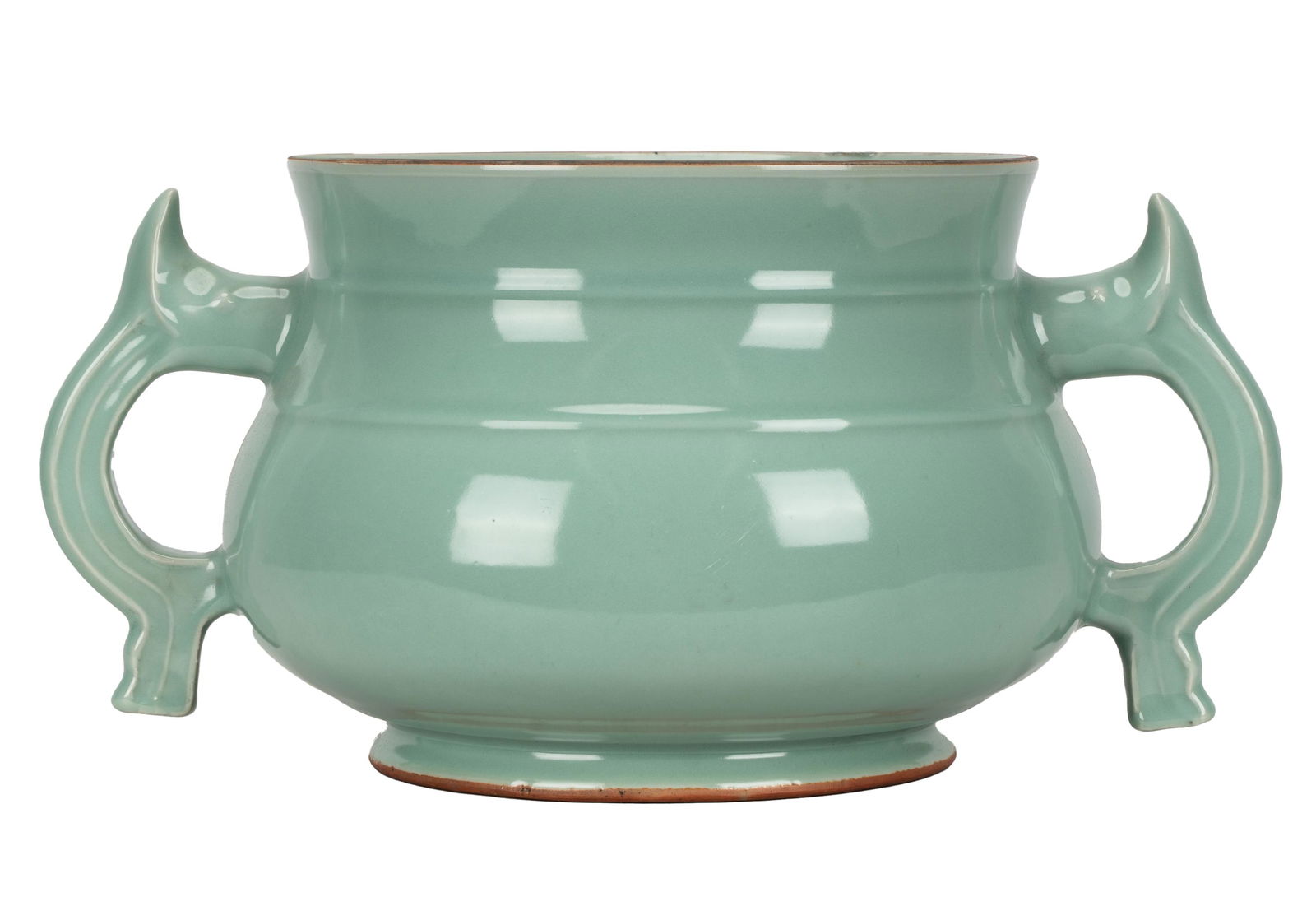 CHINESE CELADON PORCELAIN TWO-HANDLE CENSER (1 of 14)