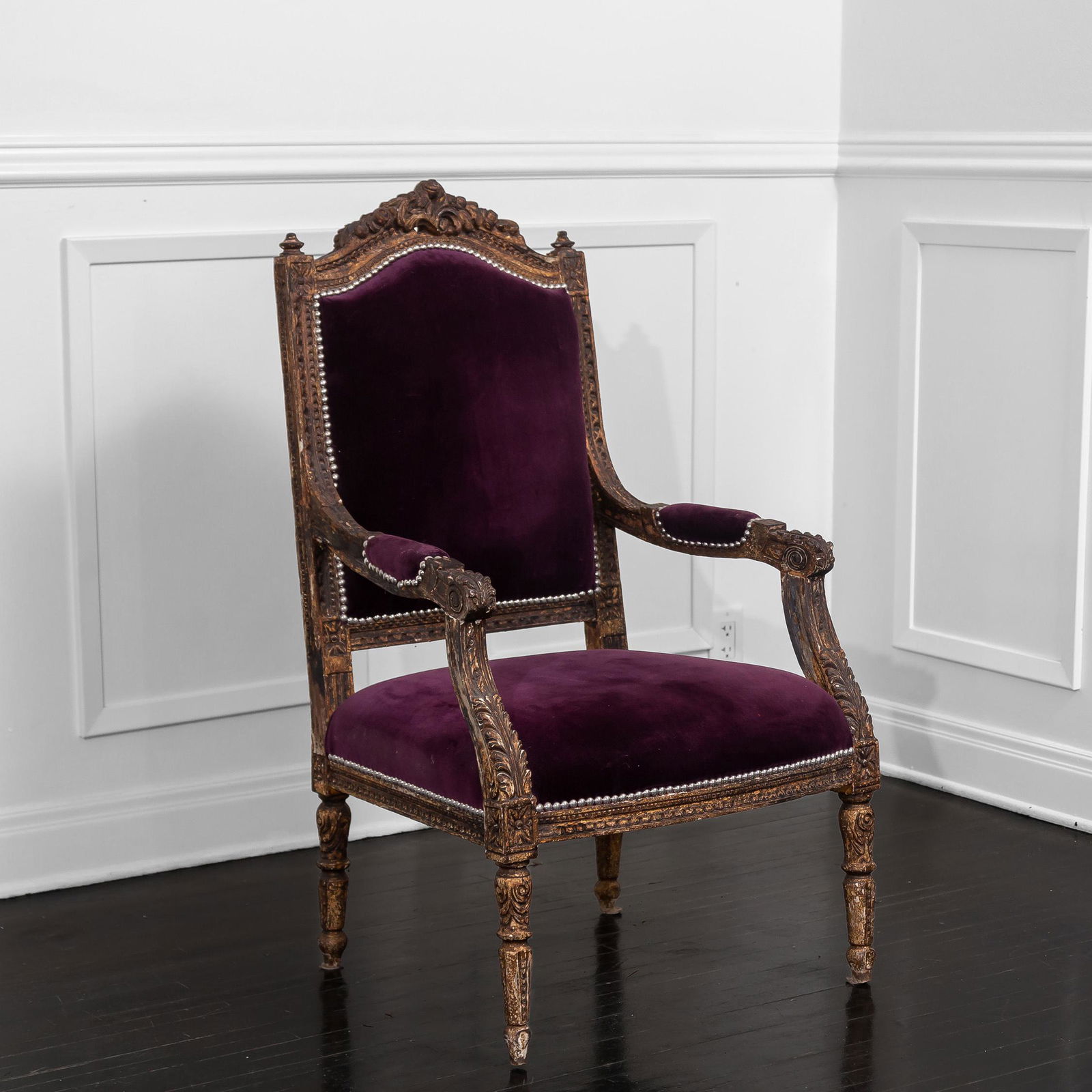 CHRISTIAN AUDIGIER LOUIS XVI STYLE CARVED WOOD ARMCHAIR (1 of 16)