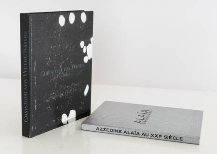 CHRISTIAN AUDIGIER ALAIA SIGNED "ALAIA": The front free enpaper inscribed and signed in silver marker "Pour Christian, Azzedine Alaia". Together with "Christoph von Weyhe Peintures".