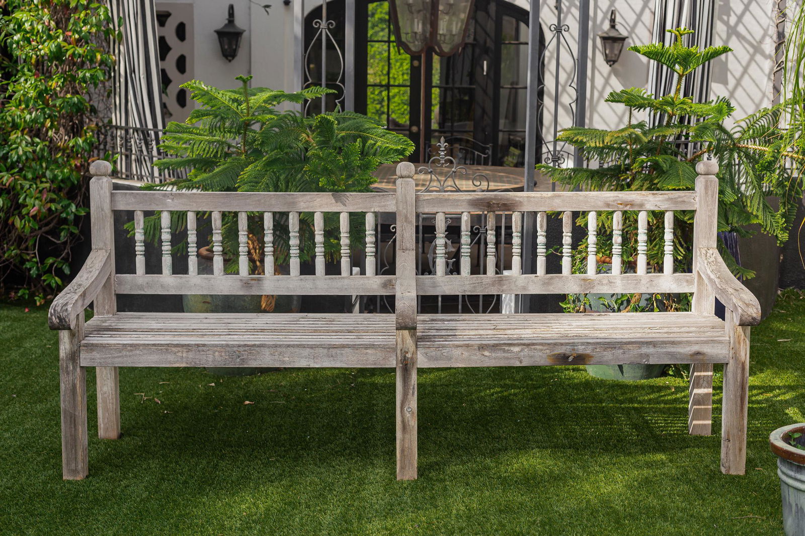 CHRISTIAN AUDIGIER LARGE WEATHERED WOOD DOUBLE BENCH (1 of 11)