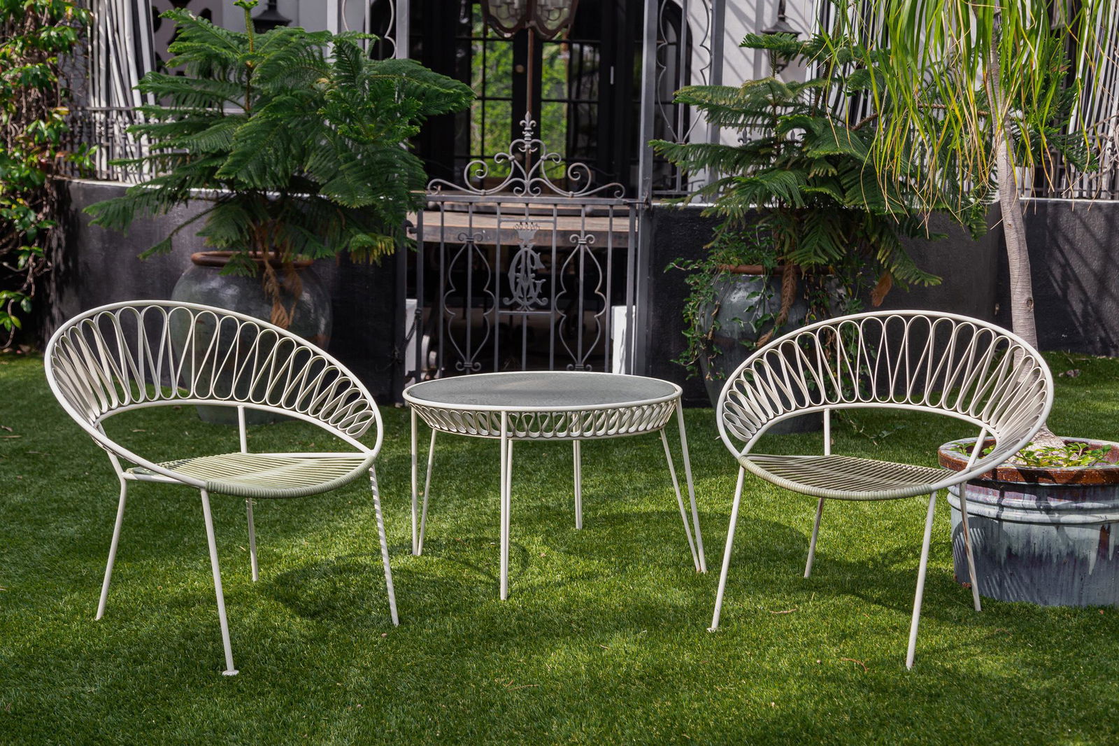 CHRISTIAN AUDIGIER 3-PIECE OFF-WHITE METAL PATIO SET (1 of 12)