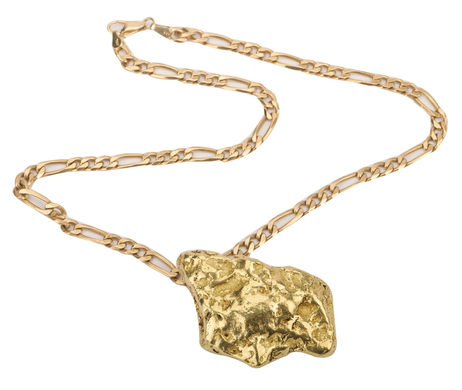 HIGH KARAT YELLOW GOLD NUGGET PENDANT NECKLACE (1 of 6)