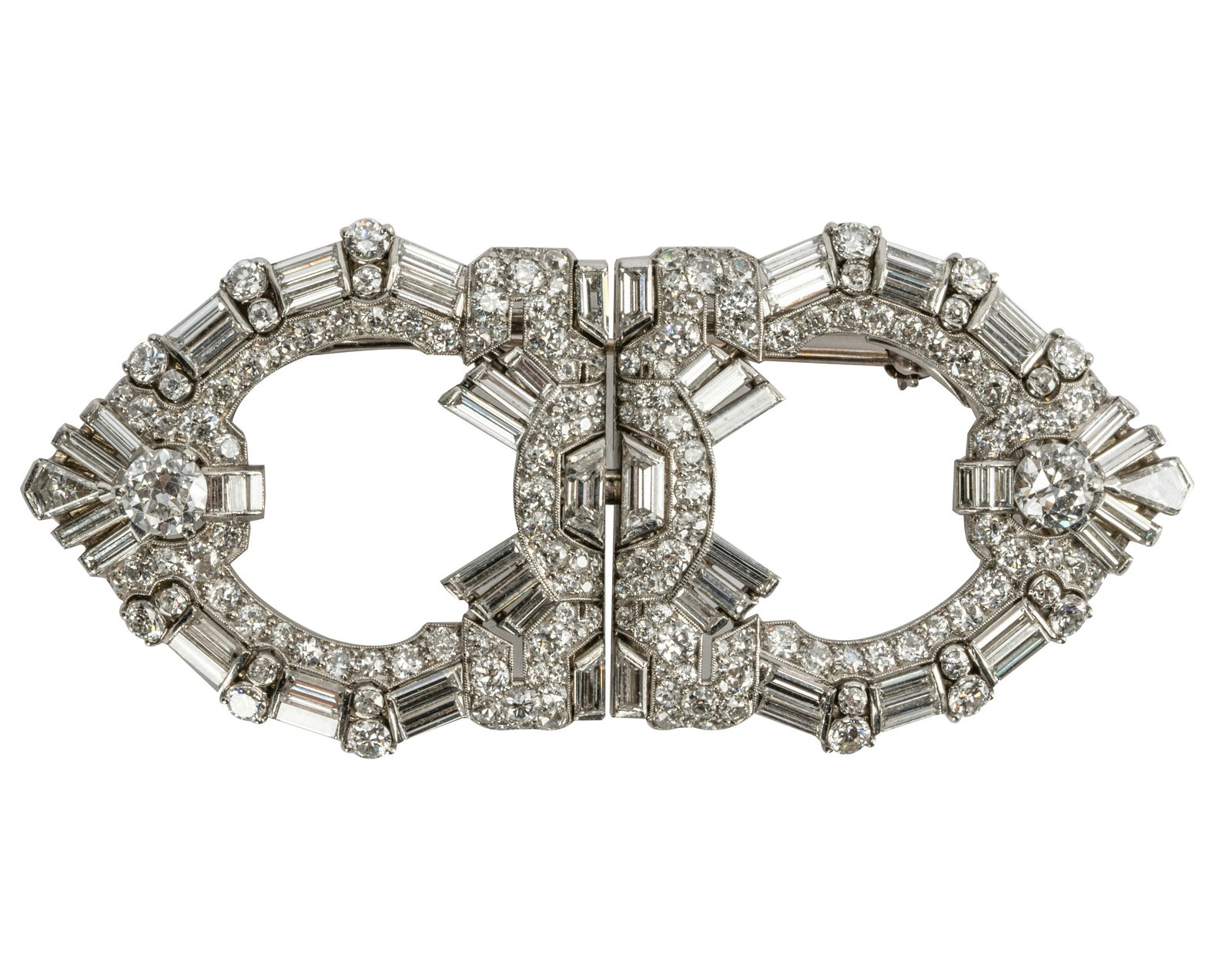 RAYMOND YARD PLATINUM, 14 KARAT WHITE GOLD & DIAMOND DOUBLE BROOCH (1 of 12)