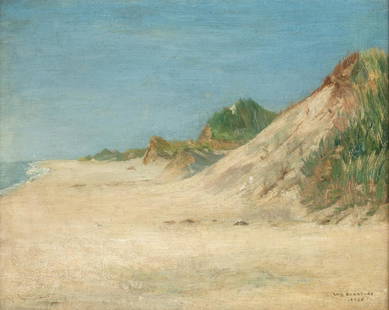 WILLIAM BRADFORD (1823 - 1892): BRADLEY BEACH, NEW JERSEY: 1886; oil on canvas, relined; signed and dated lower right; titled verso; 16 1/4 x 20 1/4 inches; 22 x 26 inches frame;