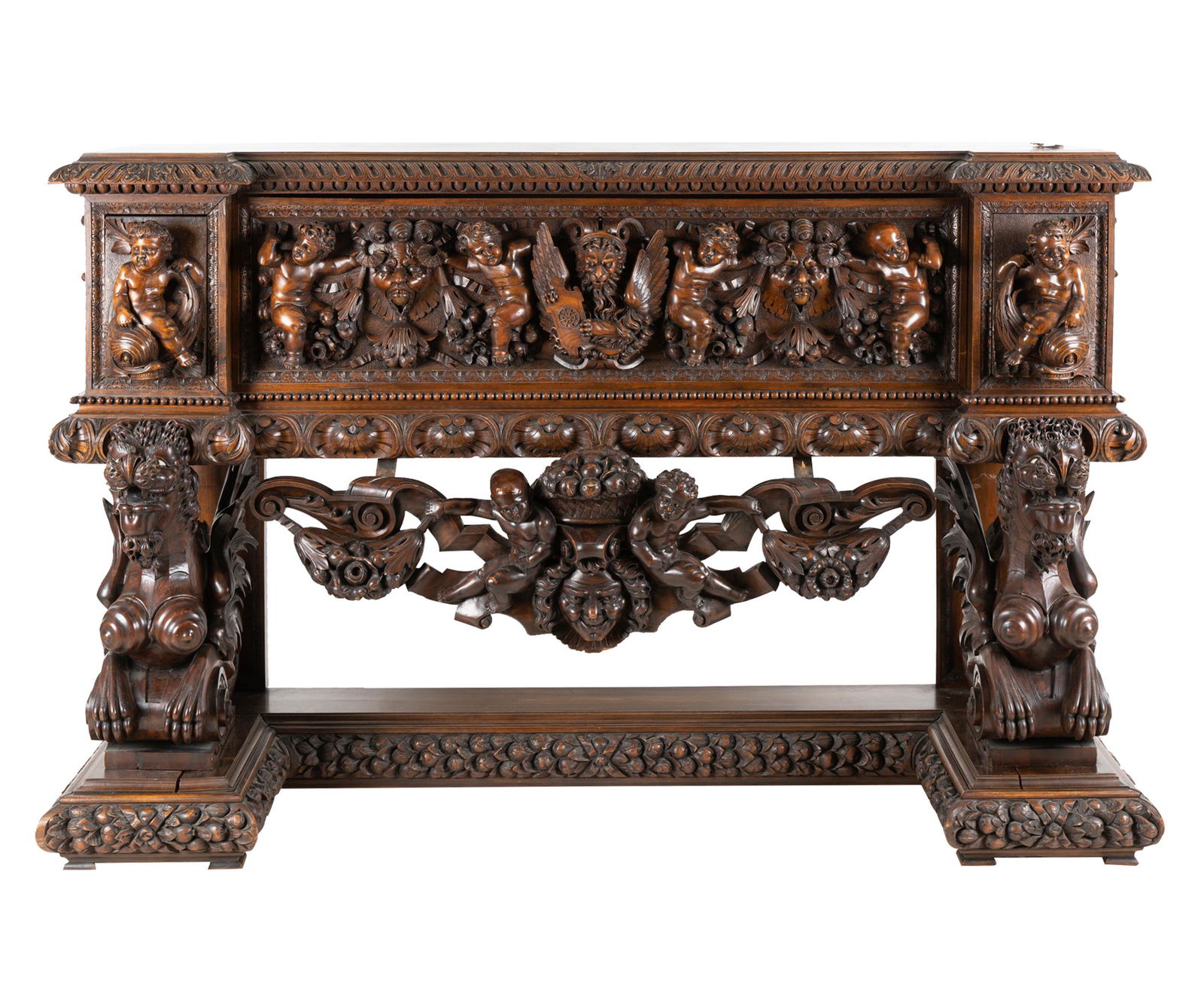 RENAISSANCE REVIVAL CARVED WALNUT CABINET (1 of 13)