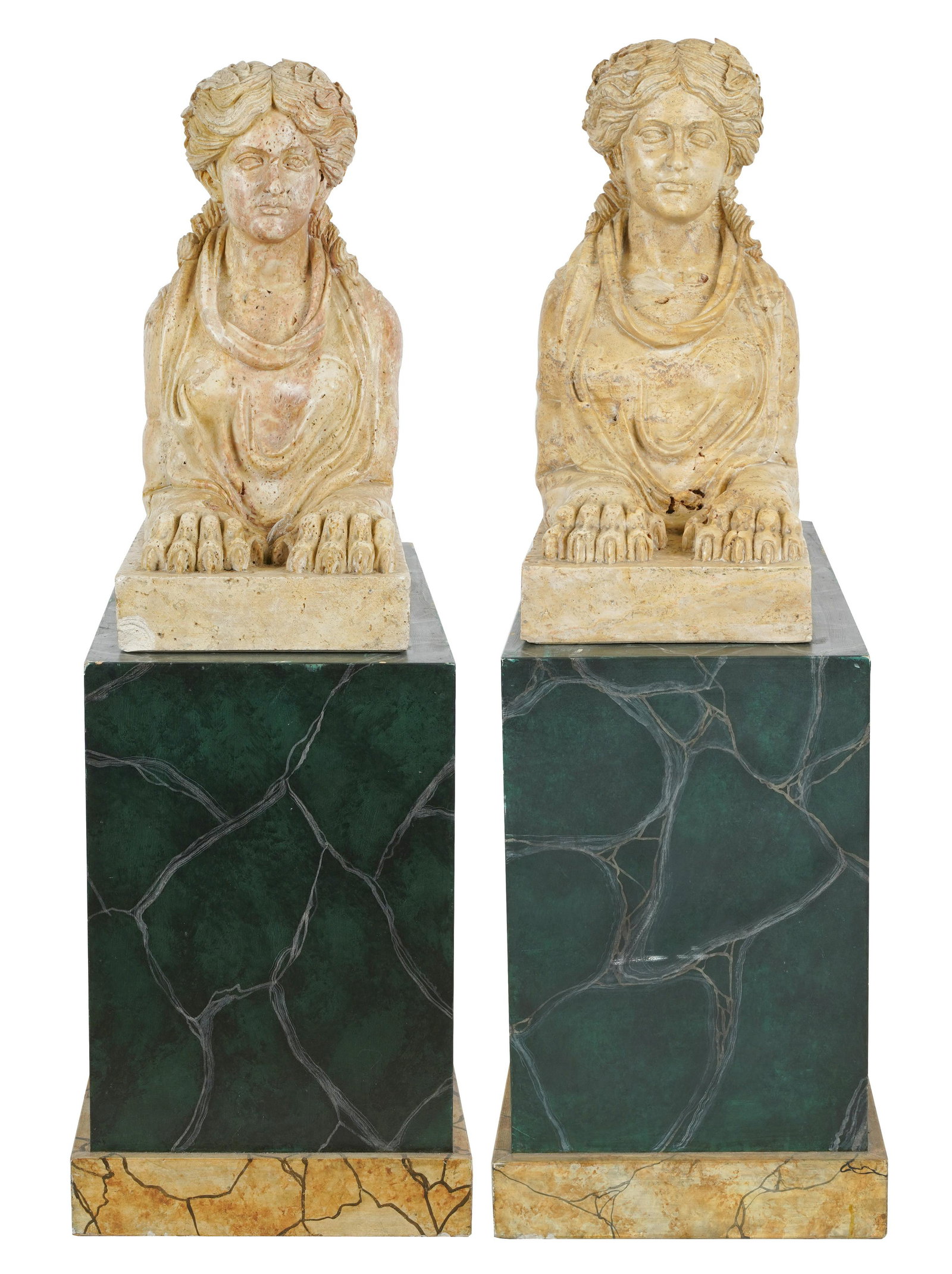 PAIR OF CARVED STONE SPHINX FIGURES (1 of 19)