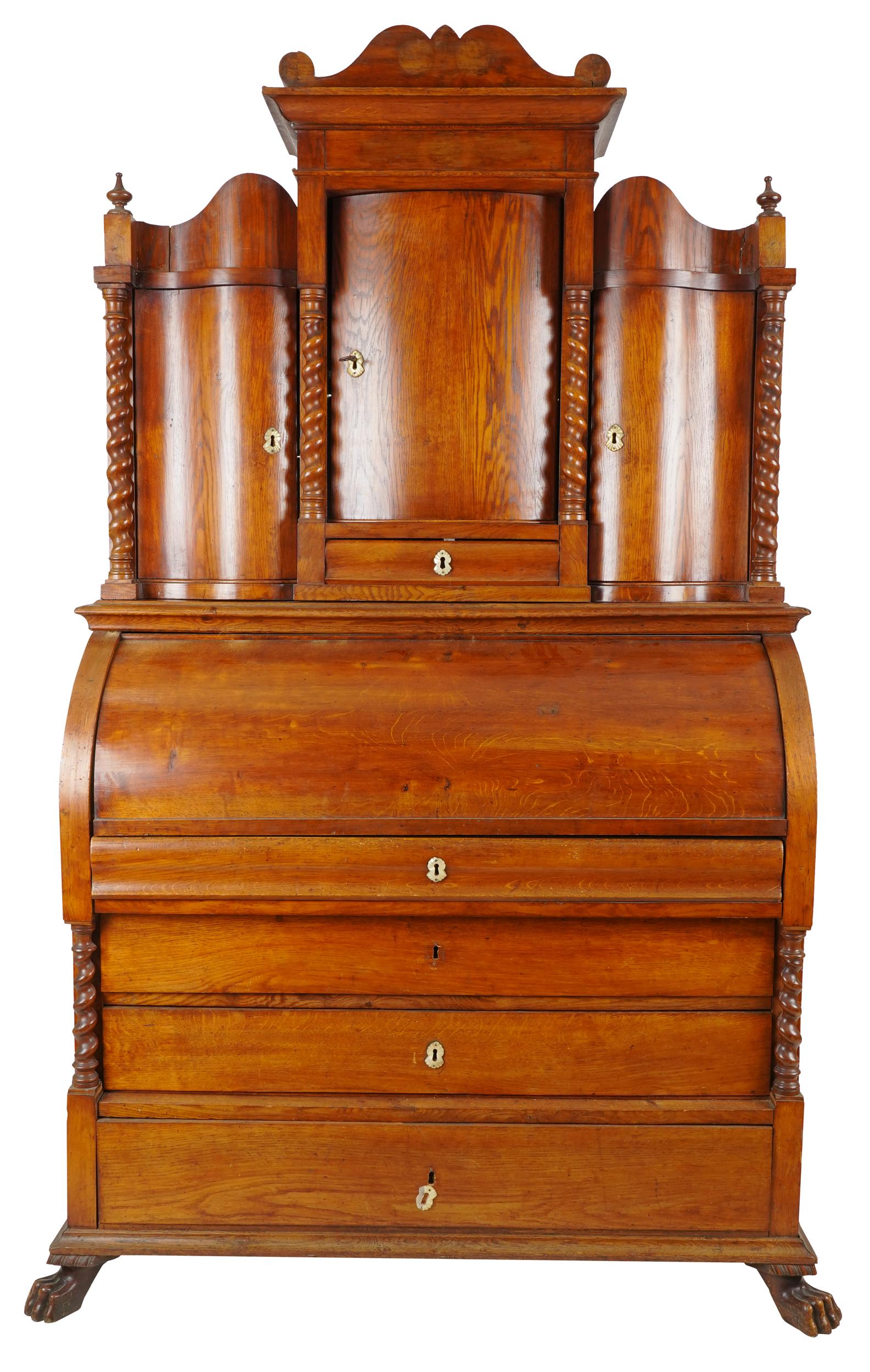 CONTINENTAL OAK & WALNUT CYLINDER BUREAU (1 of 17)